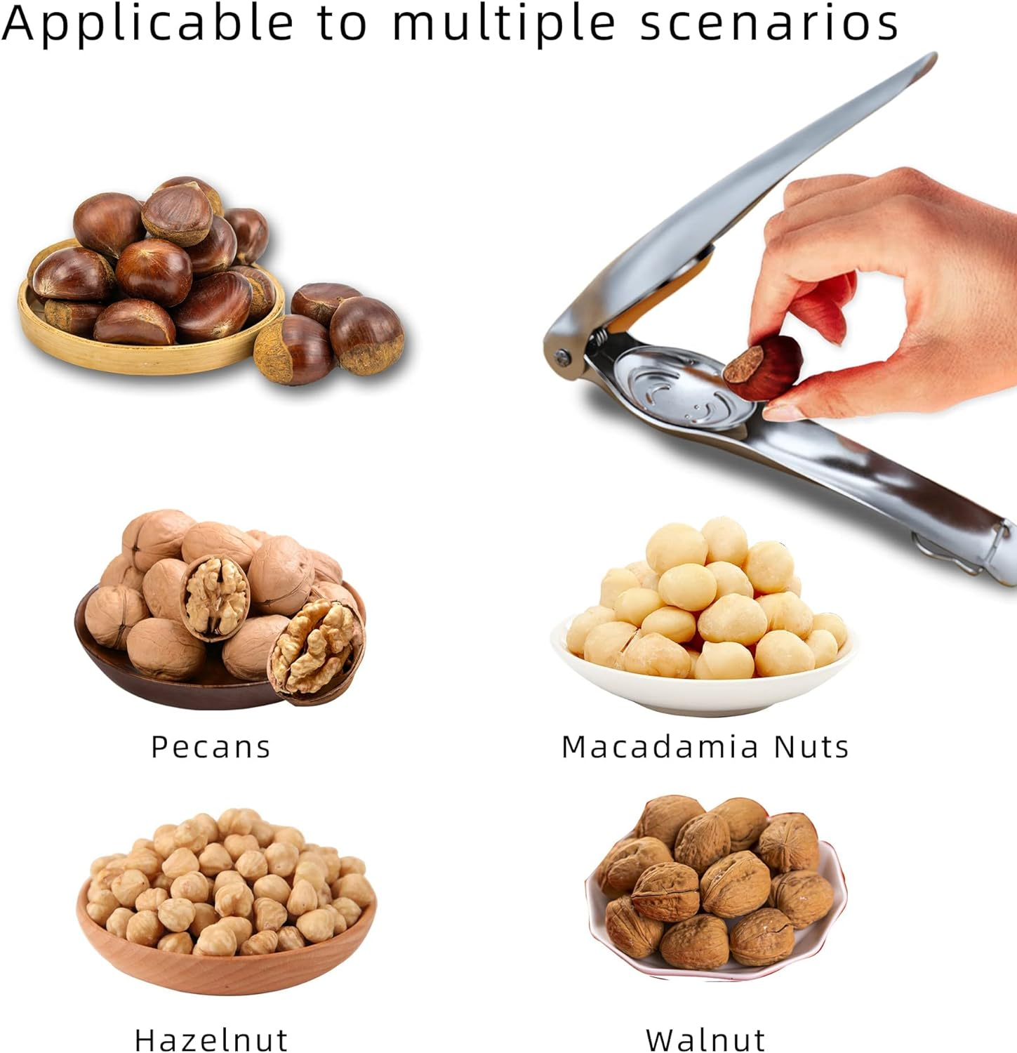 TJ POP Chestnut Cutter, 304 Stainless Steel Chestnut Cracker, Portable Chestnut Opener Clip Peeler, Multifunctional Walnut Hazelnut Pecan Nut Cracker, Ergonomic Kitchen Tool for Easy Shelling image number 4