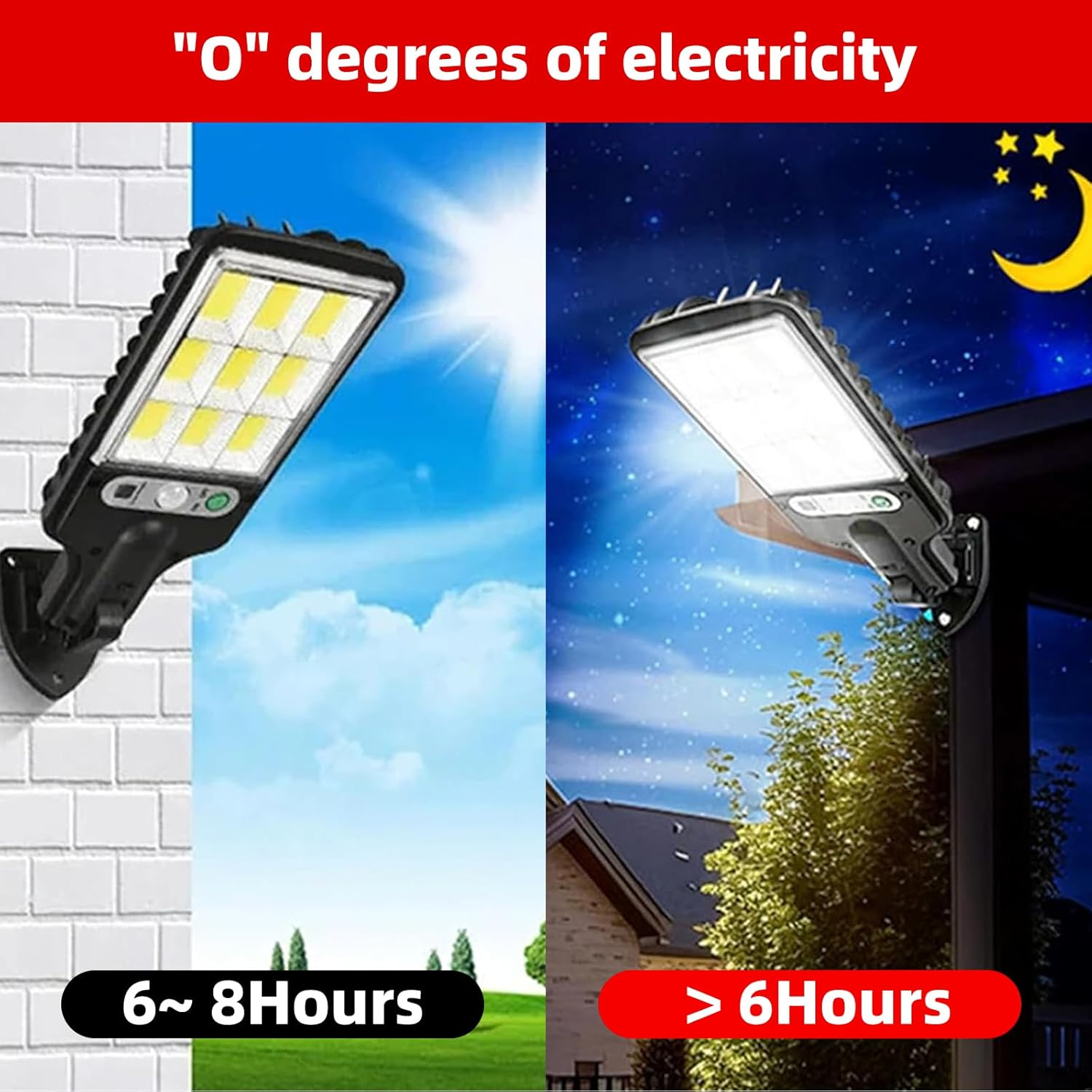 2 Pack Solar Street Lights Outdoor, 108 COB LED Motion Sensor Security Lights, 3 Lighting Modes, Wide-Angle Waterproof Solar Wall Lamp for Yard, Garden, Patio, Garage, Fence image number 1