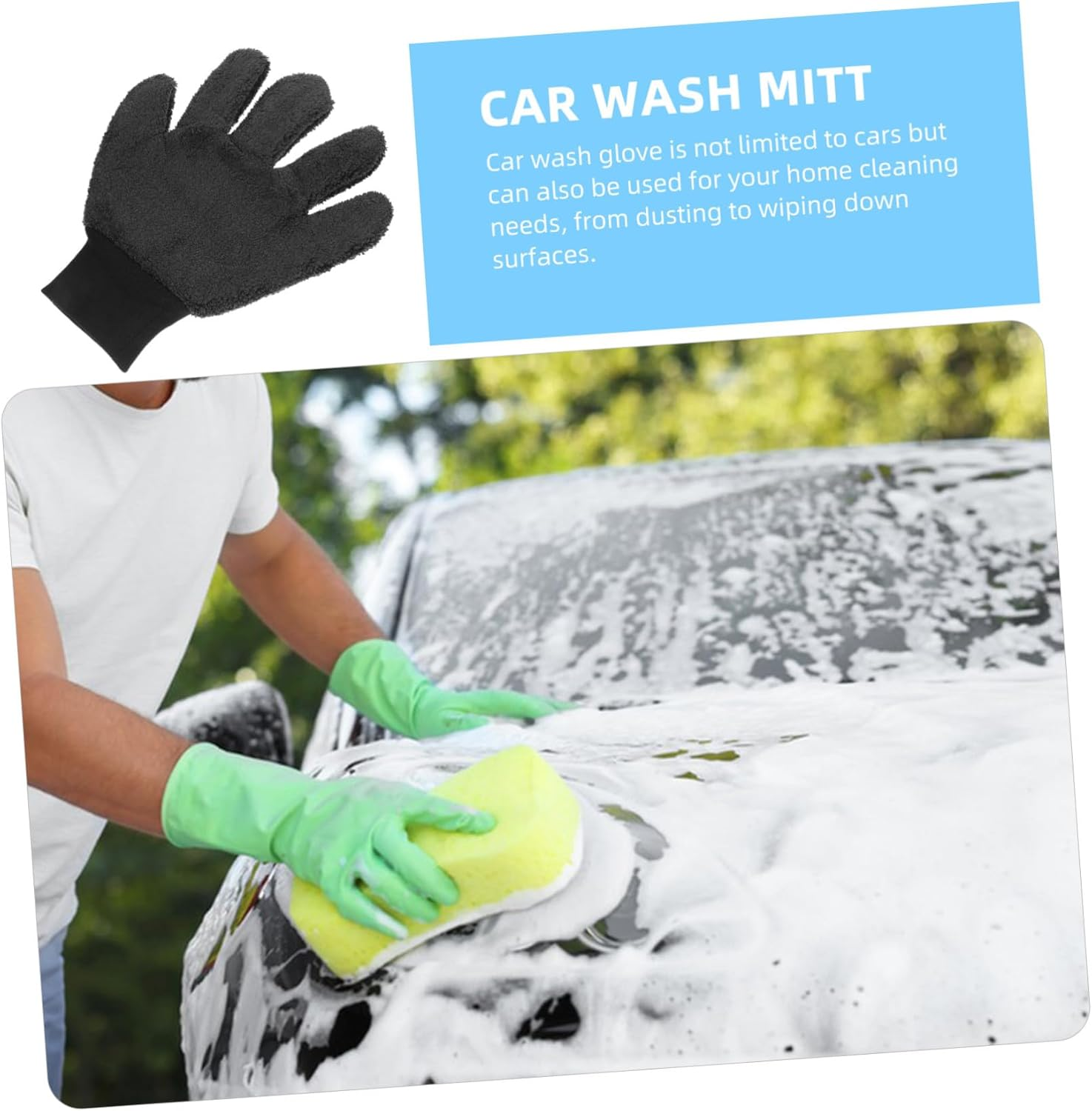 Happyyami Car Wash Glove Thickened Coral Fleece Microfiber Mitt Cleaning Lightweight Automotive Exterior Care Mitten for Gentle Vehicle and Home Use image number 5