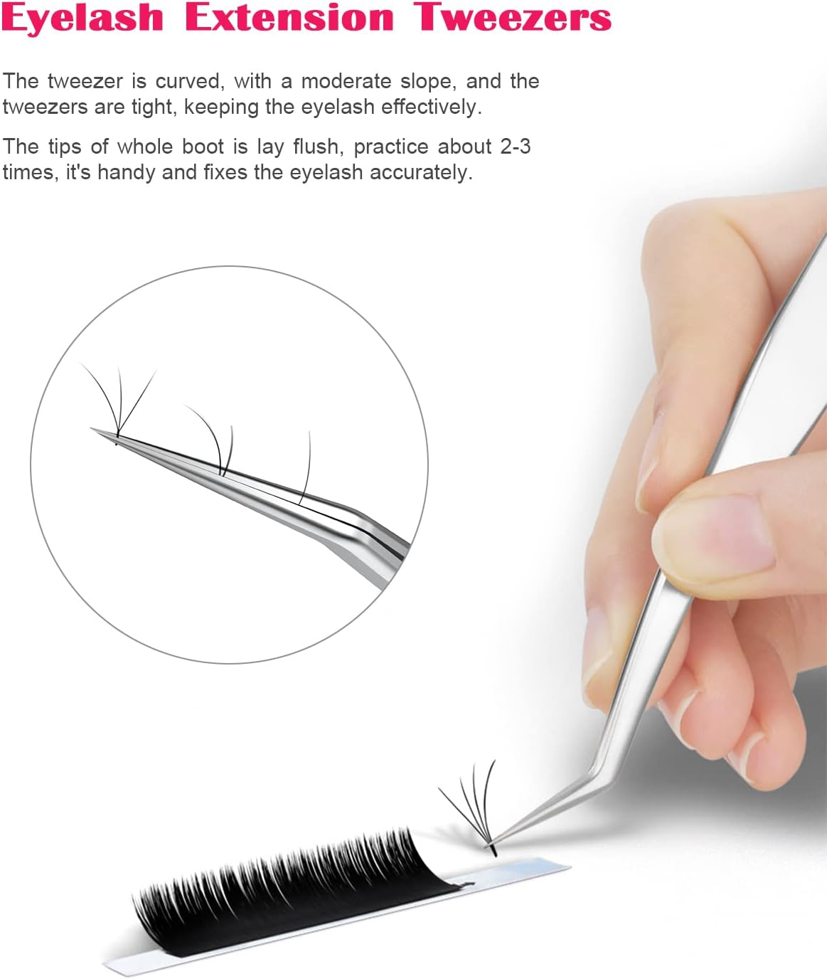 FVION 2 Pieces Eyelash Enhancer, Curved Eyelash Extension Tweezers/Eyebrow Brushes - Tweezers for False Eyelash Extensions, Eyelash Separator Comb, Lash Lift Makeup Tool - Pack Of 2 Pink image number 4