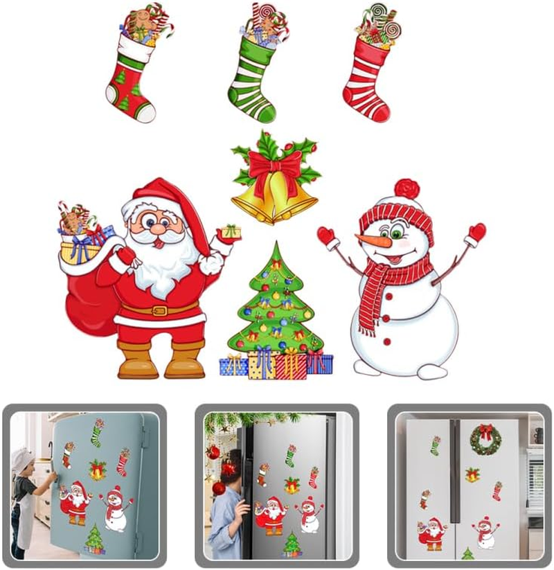 HANABASS 1 Set Christmas Fridge Magnets Christmas Tree&Christmas Stockings&Santa Claus&Snowman Decorative Refrigerator Magnets Small Christmas Decoration for Fridge image number 2