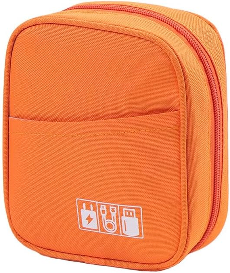 JINSI Electronics Accessories Organiser Bag,Travel Gadget Bag,Holiday Essentials,Small Cable Organiser Bag Pouch,Tech Pouch,Carry Storage Case Bag for Portable Charger,Cables,Power Bank, Orange, Bag