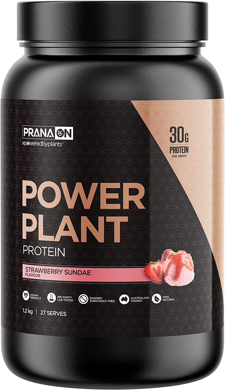 Pranaon Power Plant Protein Strawberry Sundae Flavour Supplement 1.2 Kg image number 1