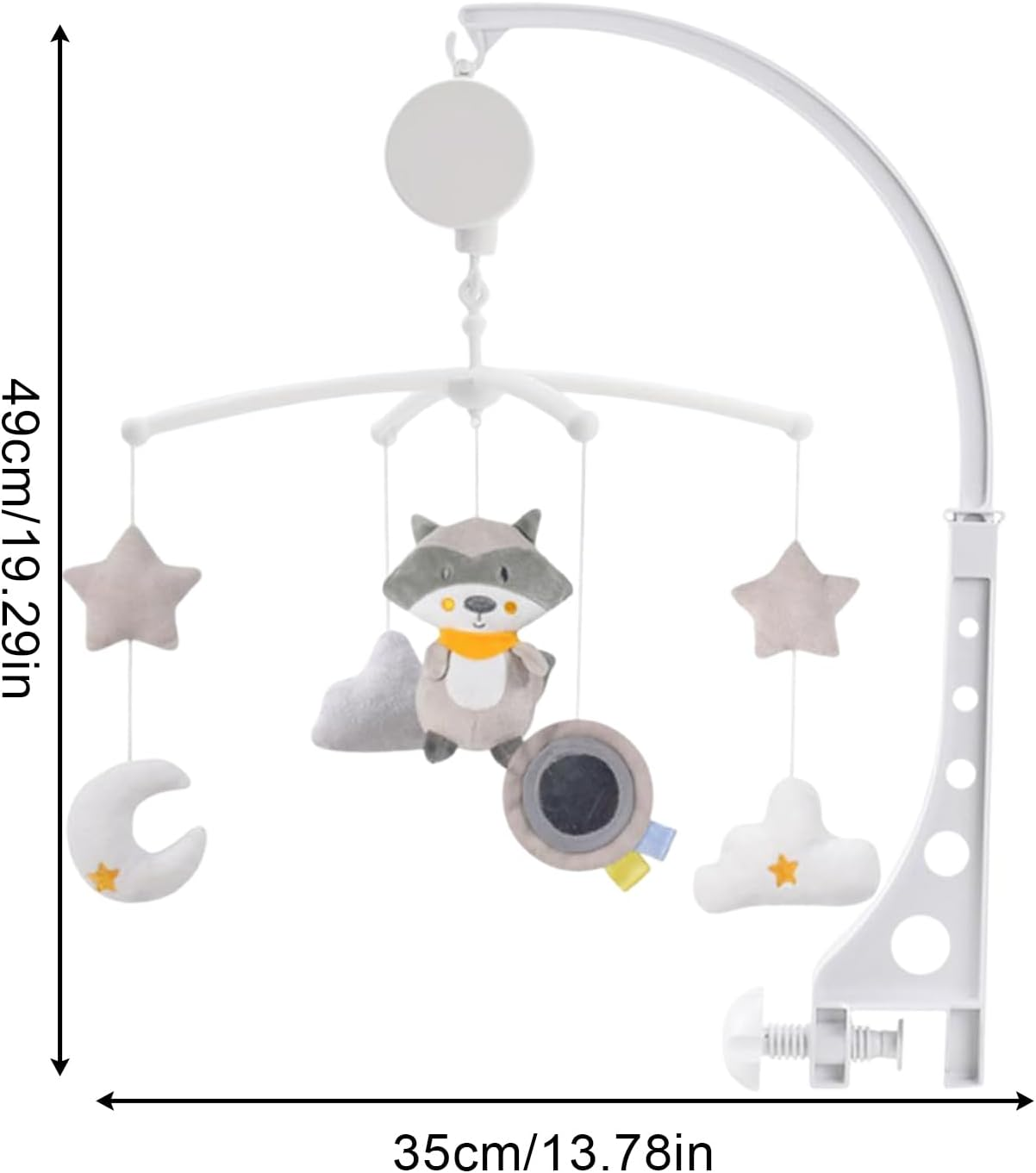 Baby Crib Wind Chime Decoration, Musical Soother Mobile, Photo Pendant Windchime, Gentle Melodies, Adjustable Height, 49X42X35Cm, for Sleep Daily Family Bedroom Stroller Travel Birthday Shower Home