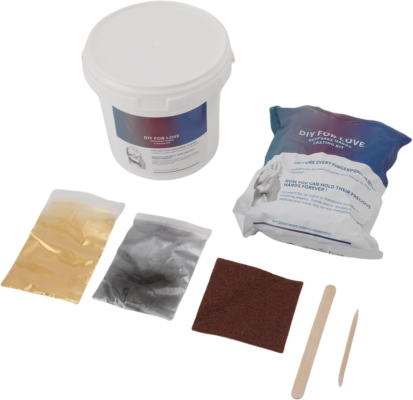 All in One Hand Mold Kit Powder with Wood Mixing Rods Strengthen Creativity Create Lasting Memories for DIY Projects Gifts image number 2