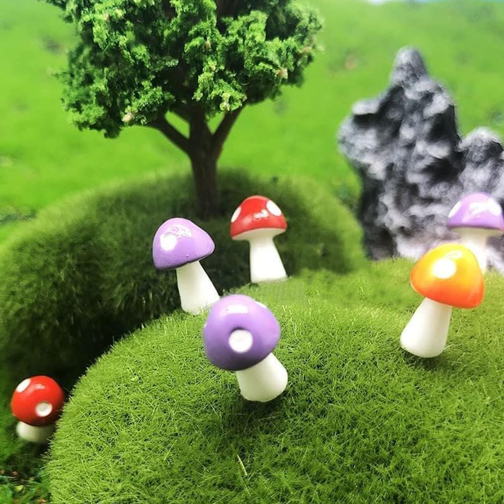 Mini Resin Mushroom Figurines 200 Pcs, Tiny Mushrooms Fairy Garden Statue Decorations Accessories, Miniature Resin Mushroom Outdoor Landscape Decor