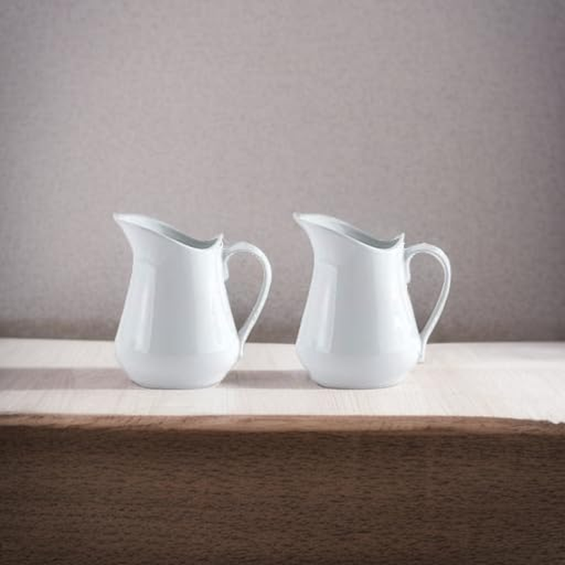 HIC Kitchen Creamer Pitcher with Handle, Fine Porcelain, 4-Ounce Capacity, for Coffee, Tea, Dressings, Sauces, Set of 2 image number 5