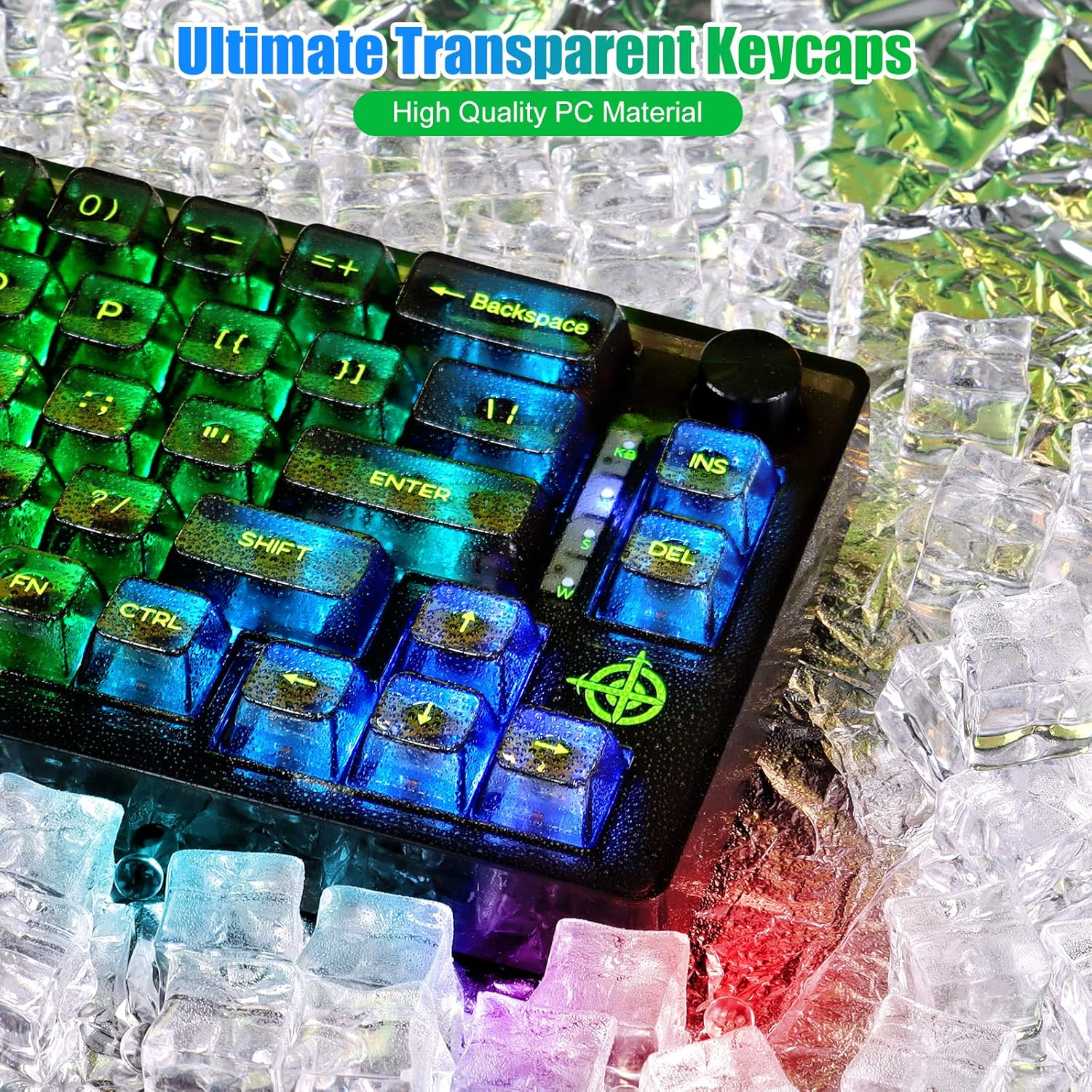MAGIC-REFINER MK31 60% Wired Hot Swappable Mechanical Keyboard with Transparent Keycaps, Compact 66 Keys Chroma RGB Backlit Ergonomic Custom Gaming Keyboard Knob Control for PC/MAC image number 3
