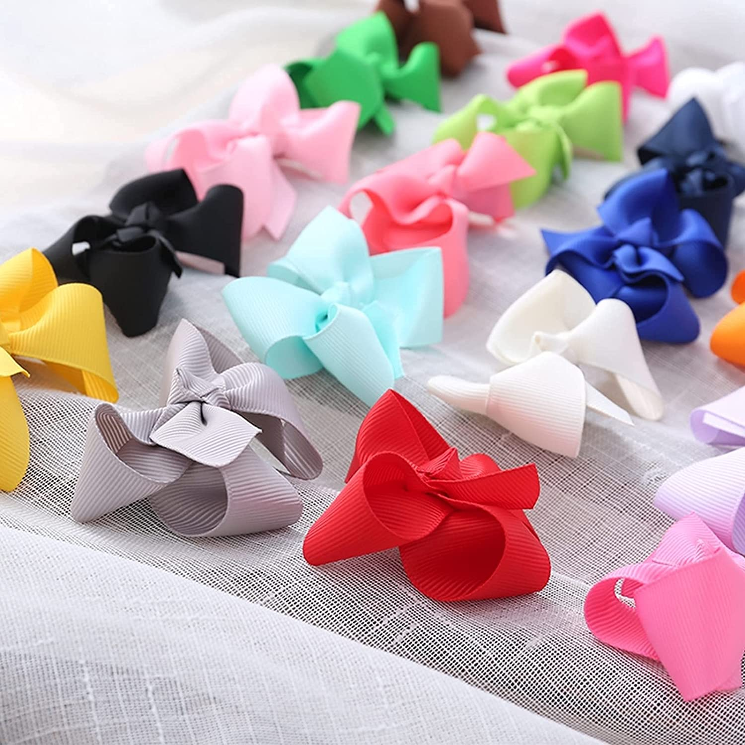 3 Inch Baby Girls Clips,20 PCS Proxima Direct Baby Hair Clips,Grosgrain Boutique Solid Color Ribbon Mini Hair Bows Clips for Baby Girls Teens Infants Kids Toddlers Children image number 3
