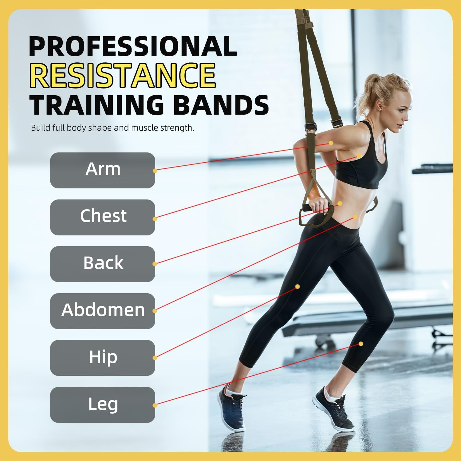 Boutsady Suspension Trainer Kit - Adjustable 1-4M Fitness Bands with Door Anchor, Yoga Resistance Straps, Pull Rope for Home Gym & Outdoor Full-Body Workout, Includes Foot Loops, Handles, Mesh Bag