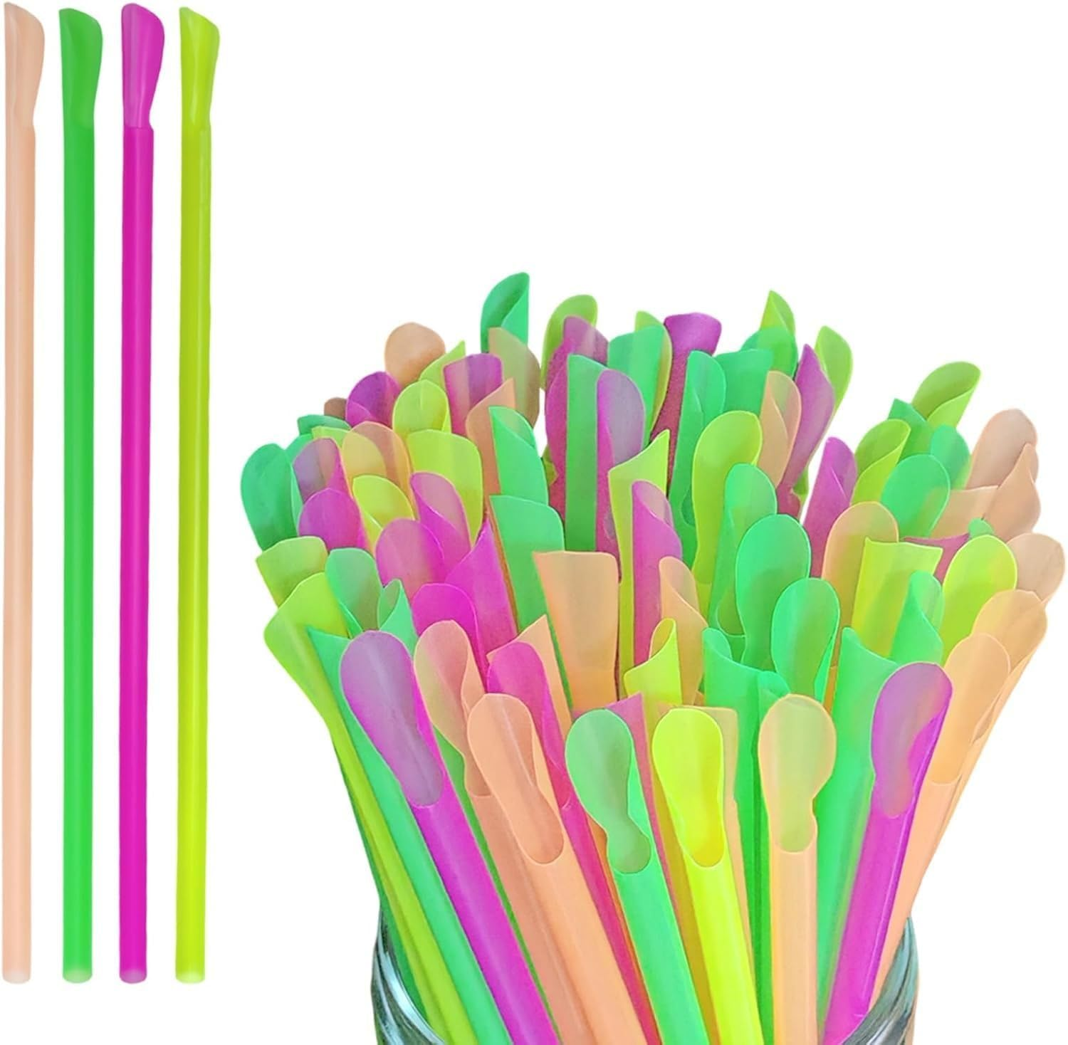 Spoon Straws，Fluorescent Color ，200PCS image number 3