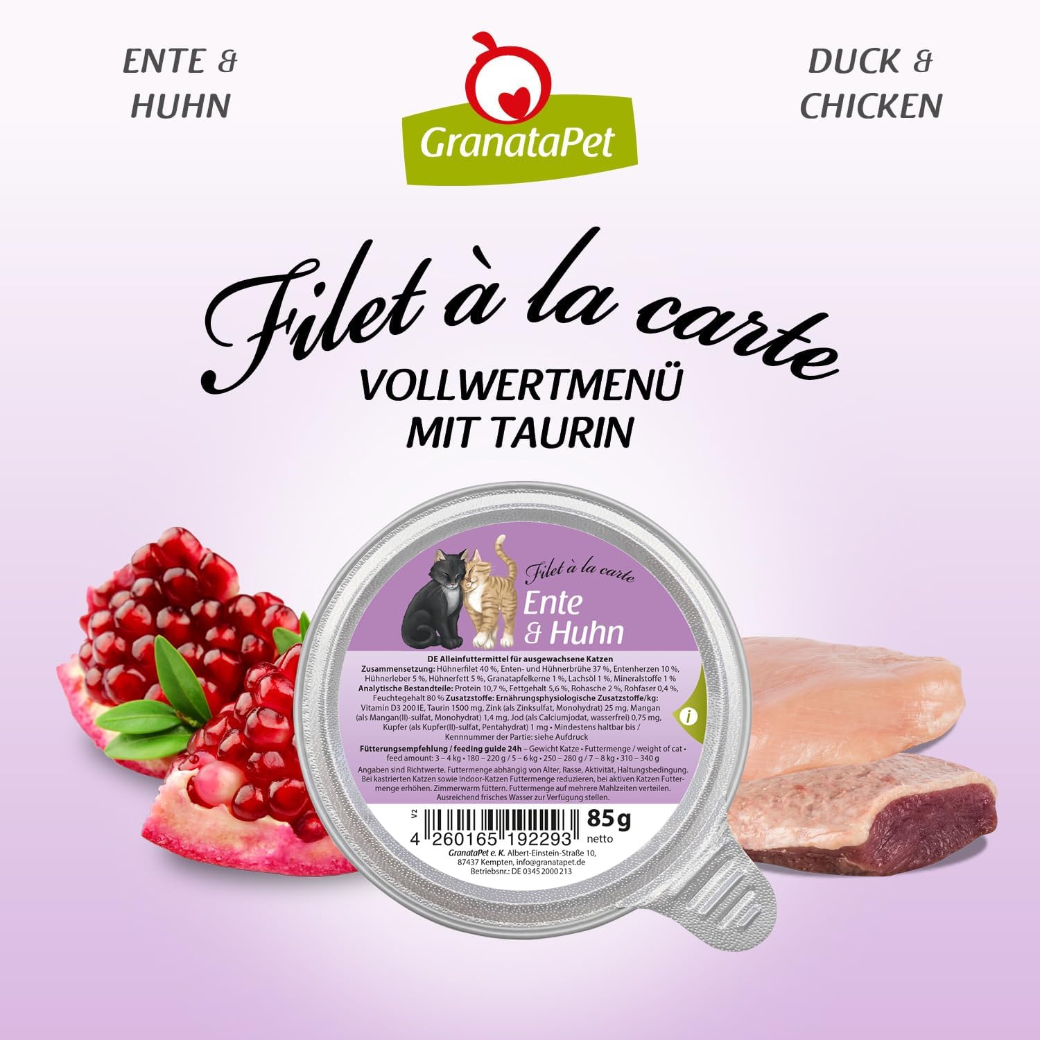 Granatapet Filet &Agrave; La Carte Duck & Chicken, Wet Food for Cats, Fillet Pieces without Grain, Cat Food without Added Sugar, High Meat Content, 6 X 85 G image number 2