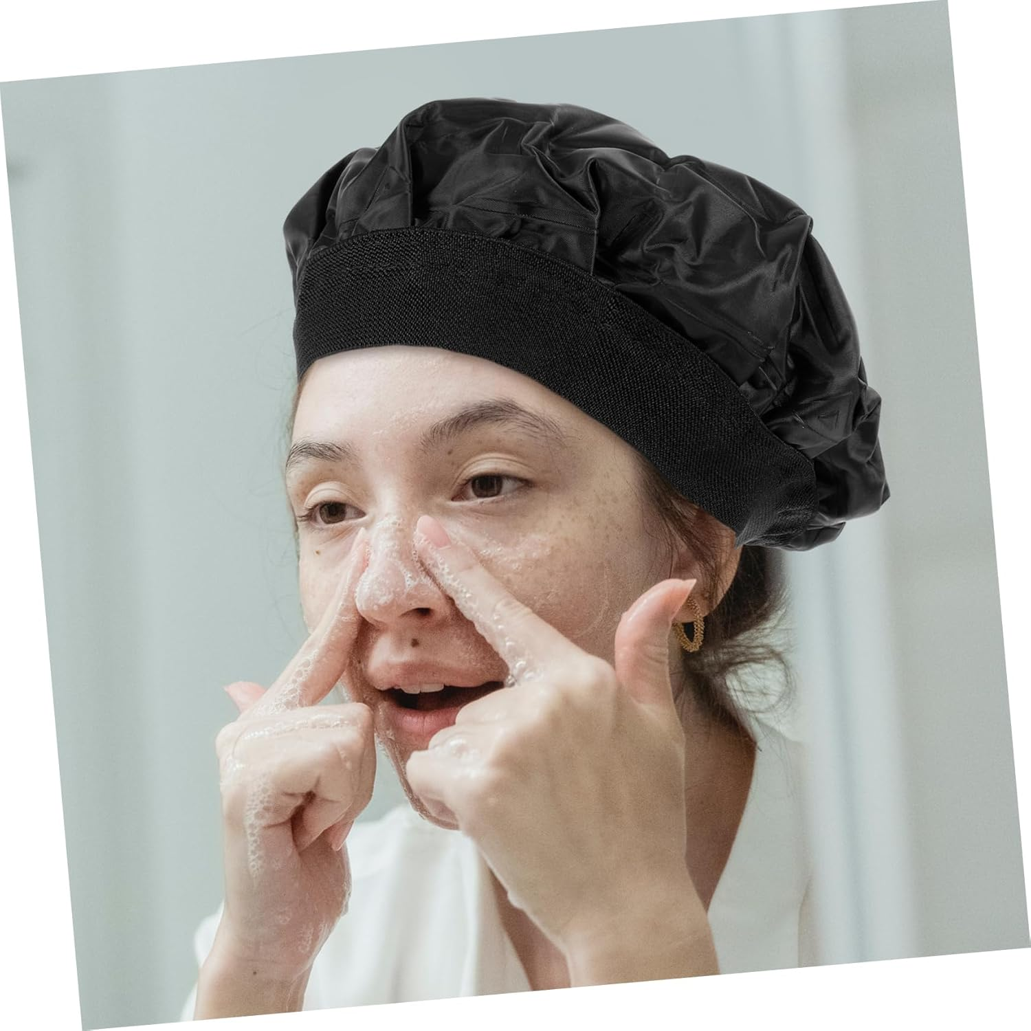 HAKIDZEL Reusable Hot and Cold Hair Dye Cap Material Thermal Salon Cap for Conditioning and Dyeing Black Elegant Design image number 3