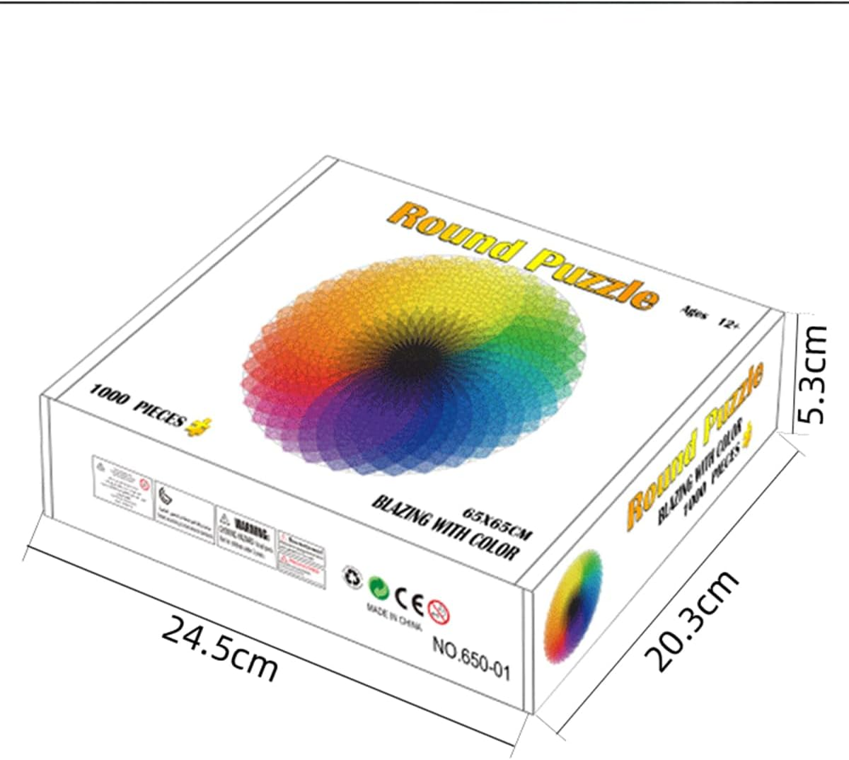 1000 Pieces round Puzzle Creative Rainbow Difficult Big Jigsaw Puzzle Educational Stress Relief Toy for Adults Kids