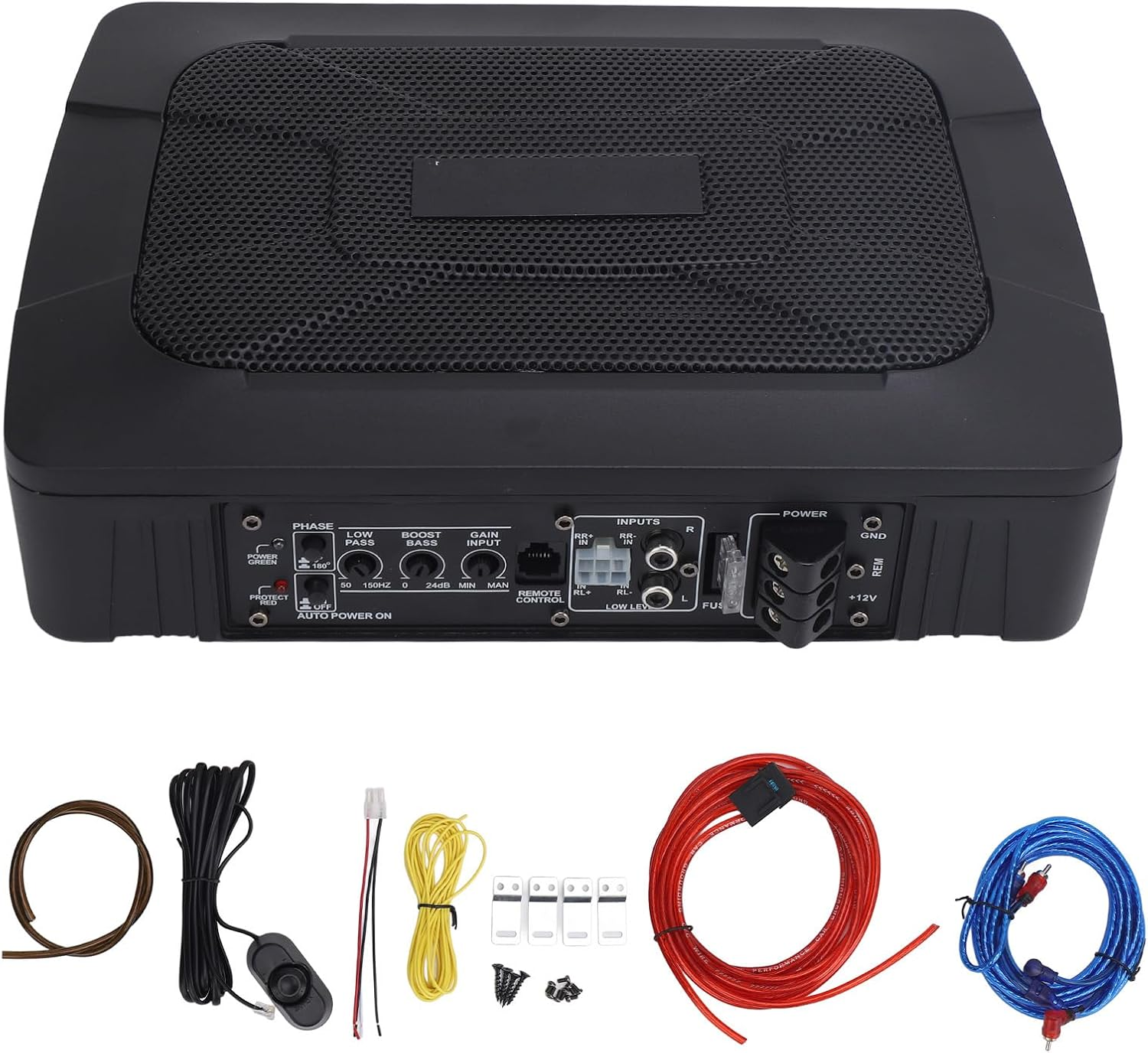 Ultra Compact Underseat Car Subwoofer 600W Amplifier 150W RMS Slim Active Subwoofer for Car