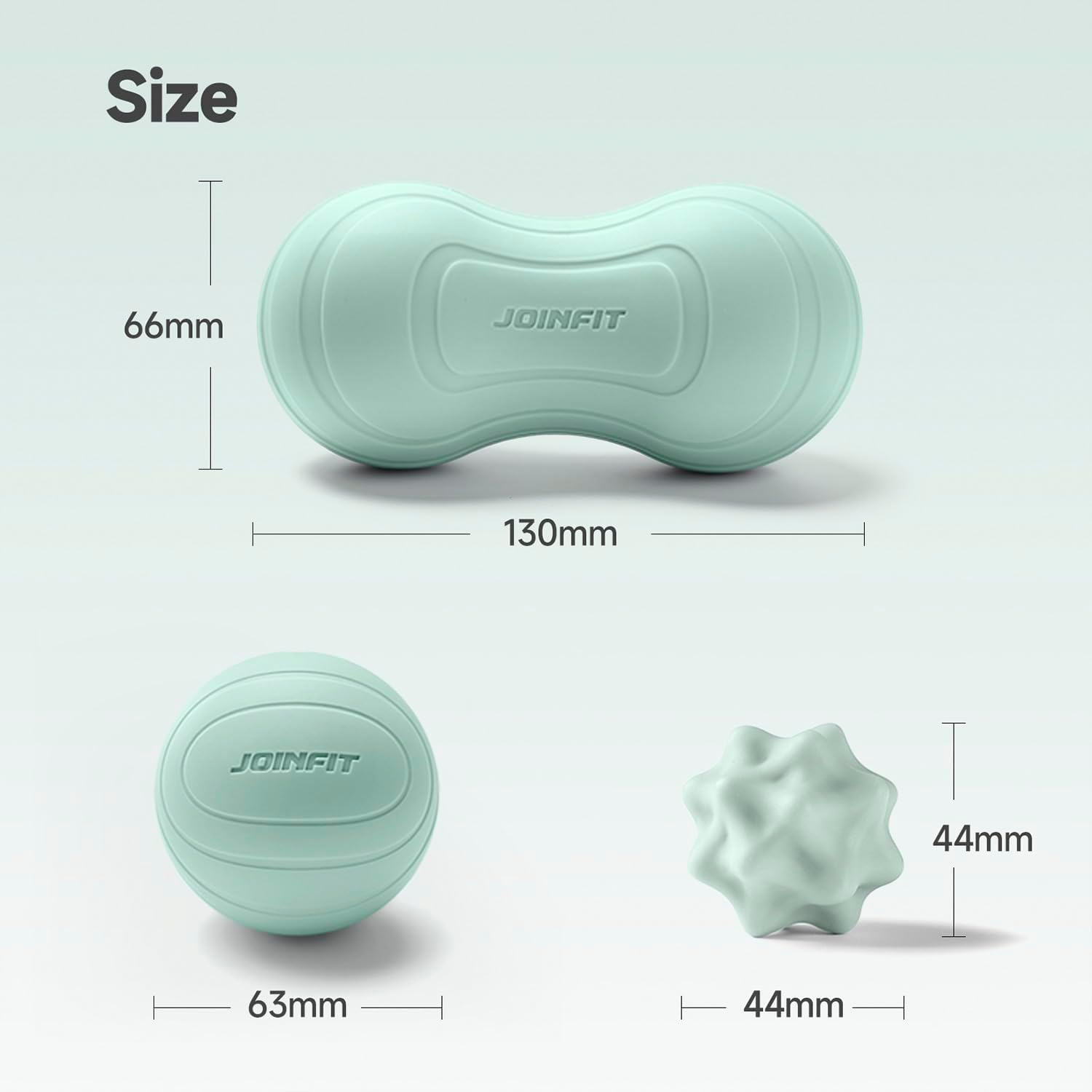 HCE Massage Ball Set for Trigger Point Massage & Physical Therapy, Lacrosse Ball/Peanut Ball/Spiky Ball Set, Therapy Ball for Plantar Fasciitis, Muscle Release, Deep Tissue Massage - Set of 3 image number 3