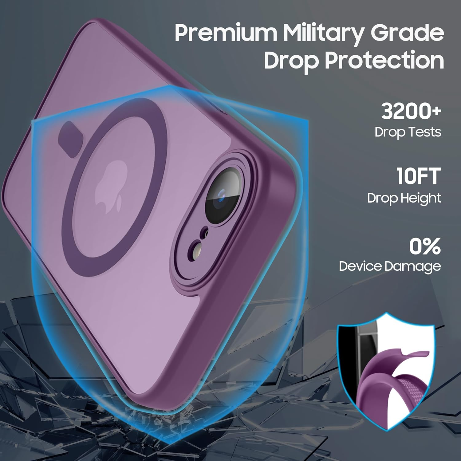 Magnetic Case for Iphone 16E Case, [Compatible with Magsafe] Drop Protection Skin-Friendly Shockproof Protective Translucent Matte Cover for Iphone 16E 2025 6.1-Inch - Black image number 5