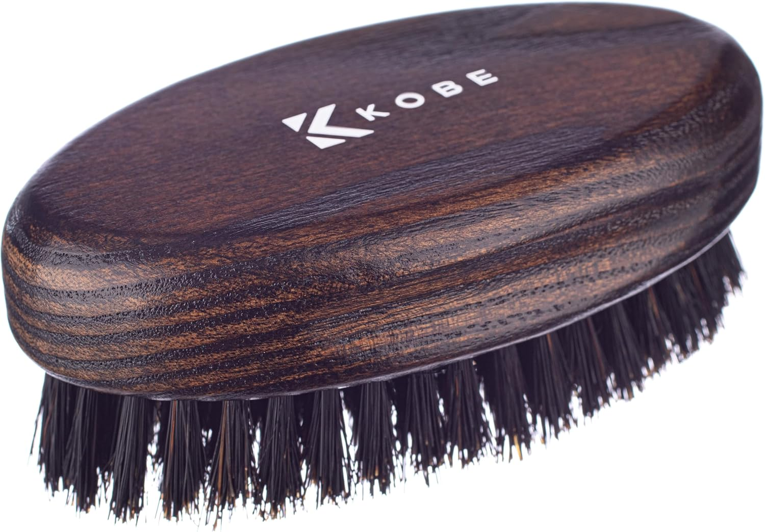 Kobe Palm Men'S Dark Wood Oval Military Hair Brush - Hand Sized Grooming Tool with Natural Boar and Nylon Mix Bristles for Hair and Beard