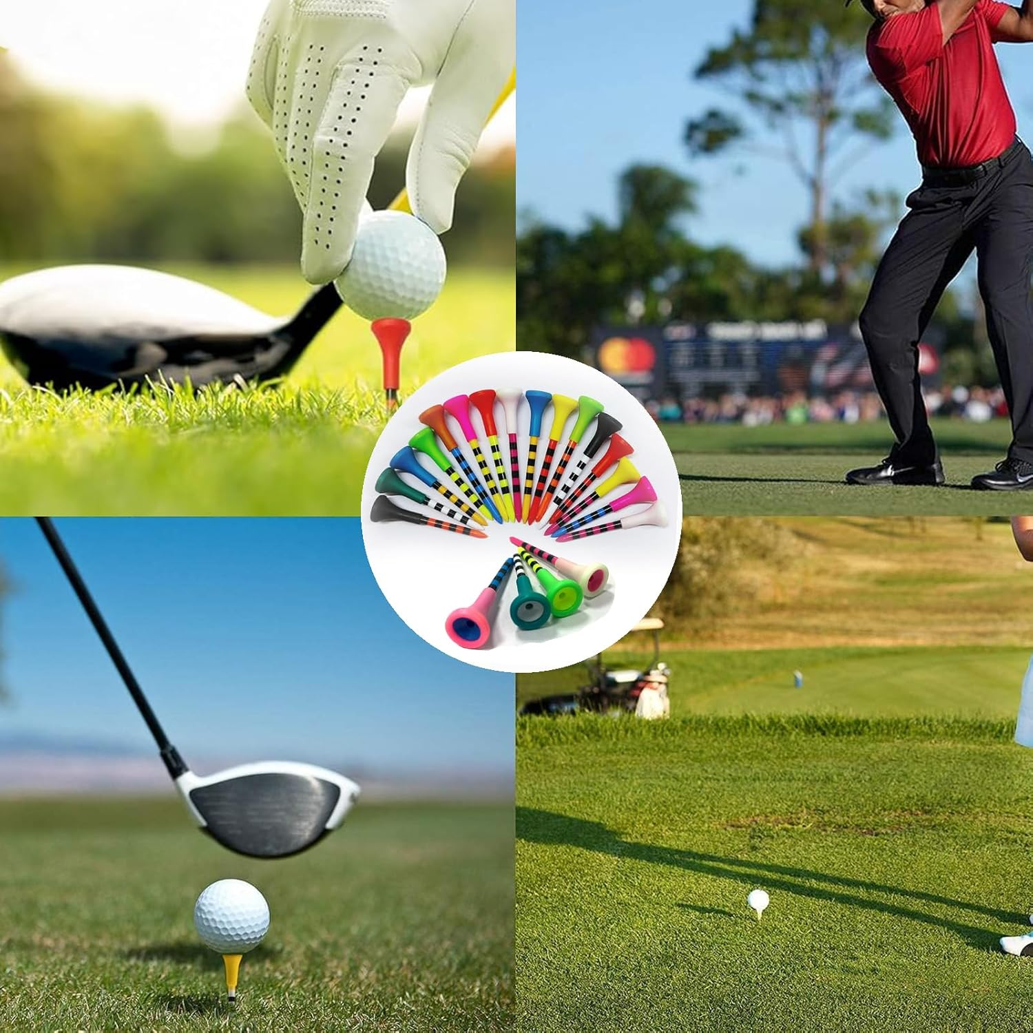 Professional Plastic Golf Tees, 50 Pack, 2 Sizes (3-1/4Inch ，2-3/4Inch), Mixed Colours image number 4