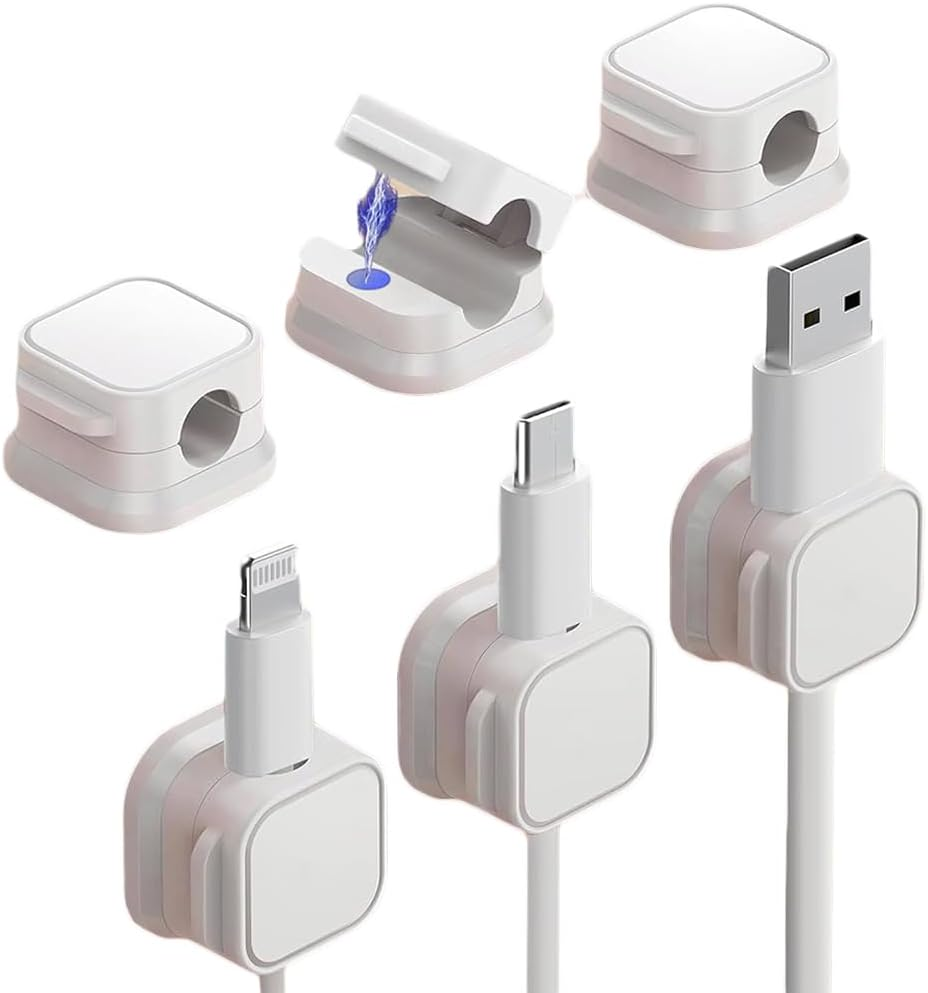 12 Pack Cord Organizer, Strong Adhesive Wire Charger Holder, Adhesive Cable Management Clips Holder for Nightstand, Kitchen Appliances, Office Supplies, White image number 6