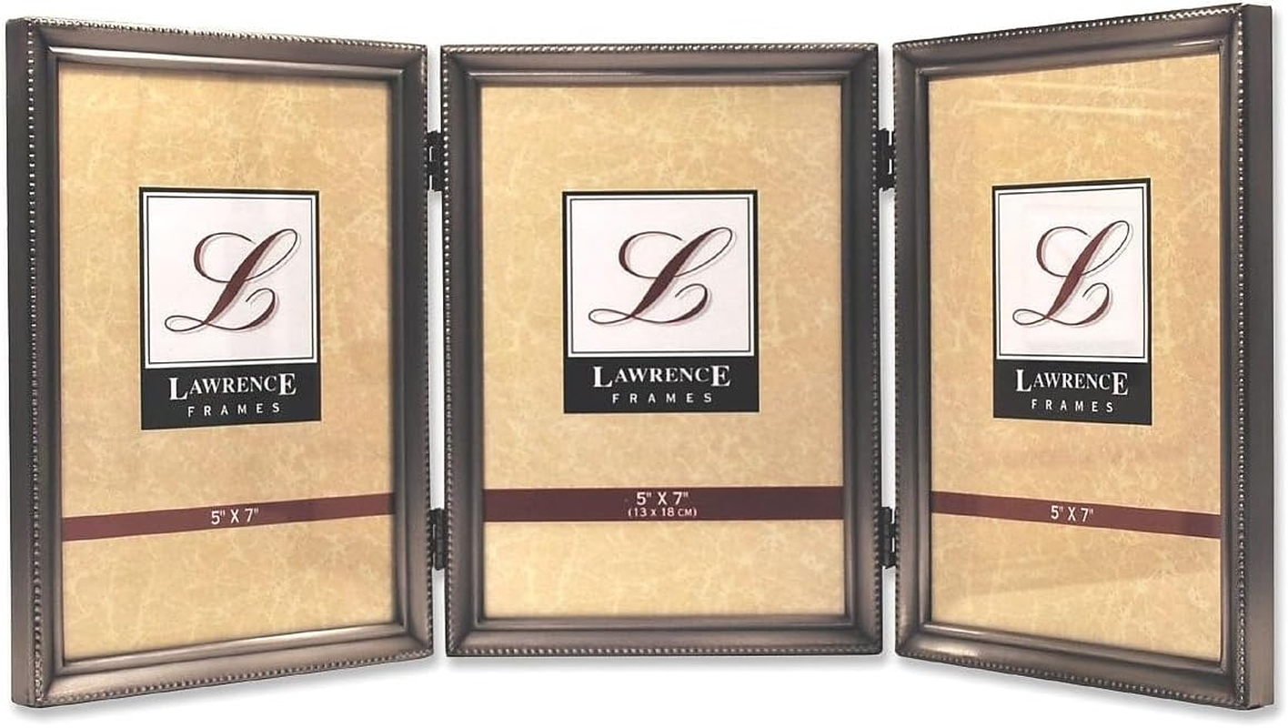 Lawrence Frames Antique Pewter 8X10 Hinged Double Picture Frame - Bead Border Design image number 5