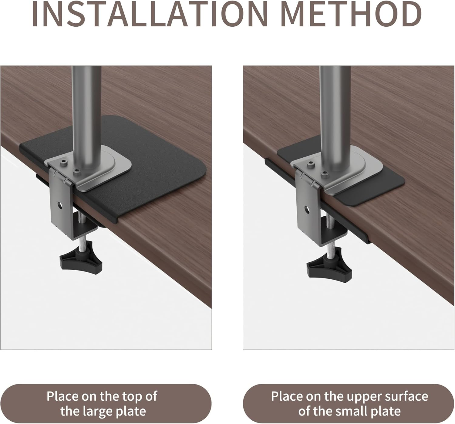 ERGOMAKER Monitor Arm Reinforcement Plate, Monitor Mount Protect Desktop with Anti-Slip Steel Top Plate Reinforcement, Fits Most Monitor Stand C Clamp Installation (Black) - Black image number 5