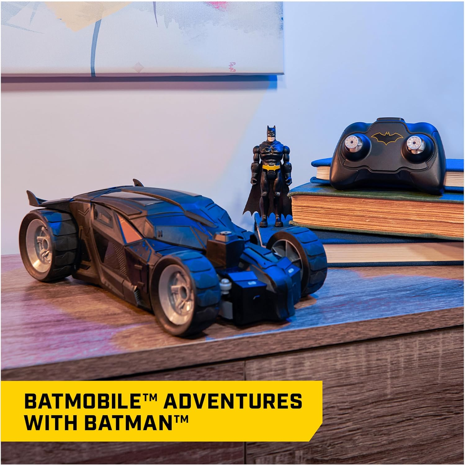 Batman DC Comics, Batmobile Remote Control Car, Easy to Drive with 4-Inch Batman Figure, Kids Toys for Boys and Girls Ages 4 and Up image number 3