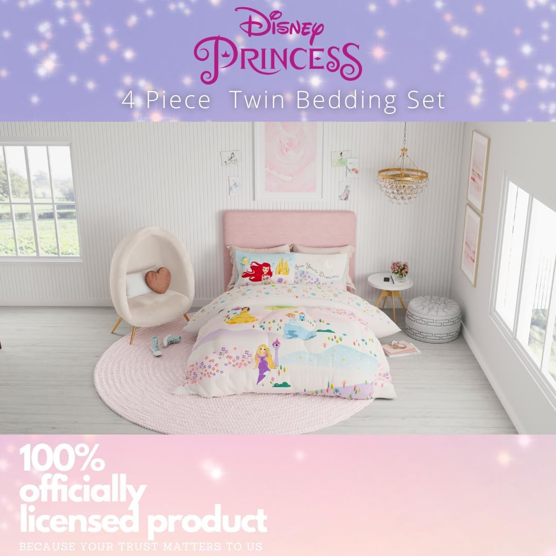 Franco Disney Princess Kids Bedding Super Soft & Cozy Comforter and Sheet Set, Twin, (100% Official Licensed Product) image number 4