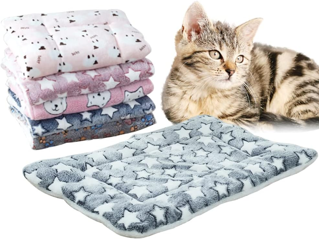 Fiopet Cozy Calming Cat Blanket, 2023 Premium Small Blanket Plush Self Warming Printed Pet Blanket, Upgrade No Electric Heated Cat Bed, Fluffy Flannel Cushion Soft Warm Mat Pets Mattress (Grey, Small)