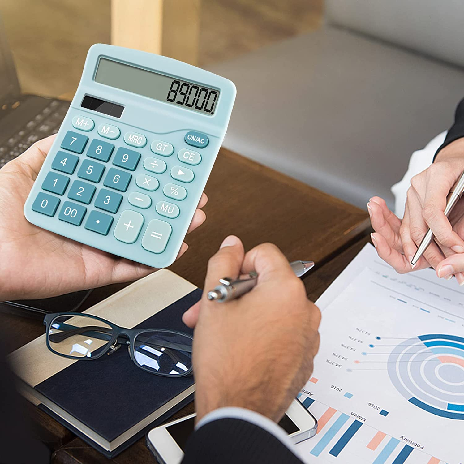 Dual Power Basic Desk Calculator (Blue) image number 6