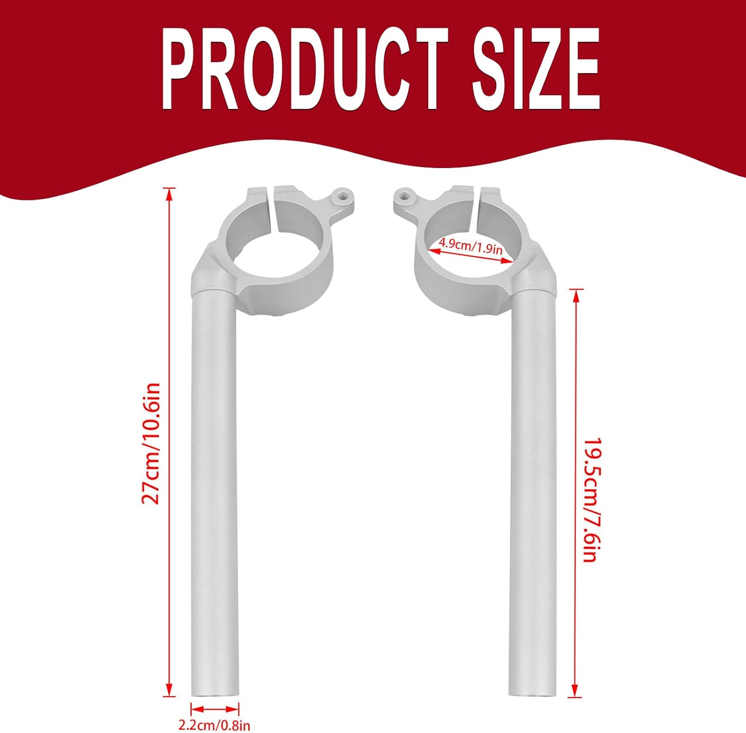 Aluminum Fork Clip-Ons Handle Bars Motorcycle Handlebars Clip on Replacement for YAMAHA YZF 600 R6 YZFR6 2006-2016