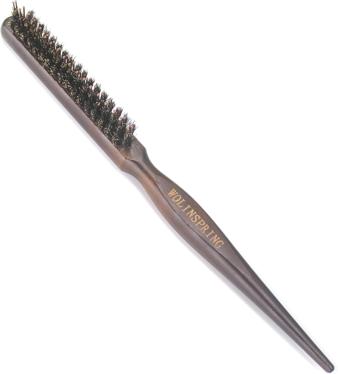 WOLINSPRING Little Wonder Boar & Tourmaline Nylon Bristle Brush with Rat Tail Handle for Back Combing, Volume Creation, and Hair Styling - Colors May Vary (T-3P)