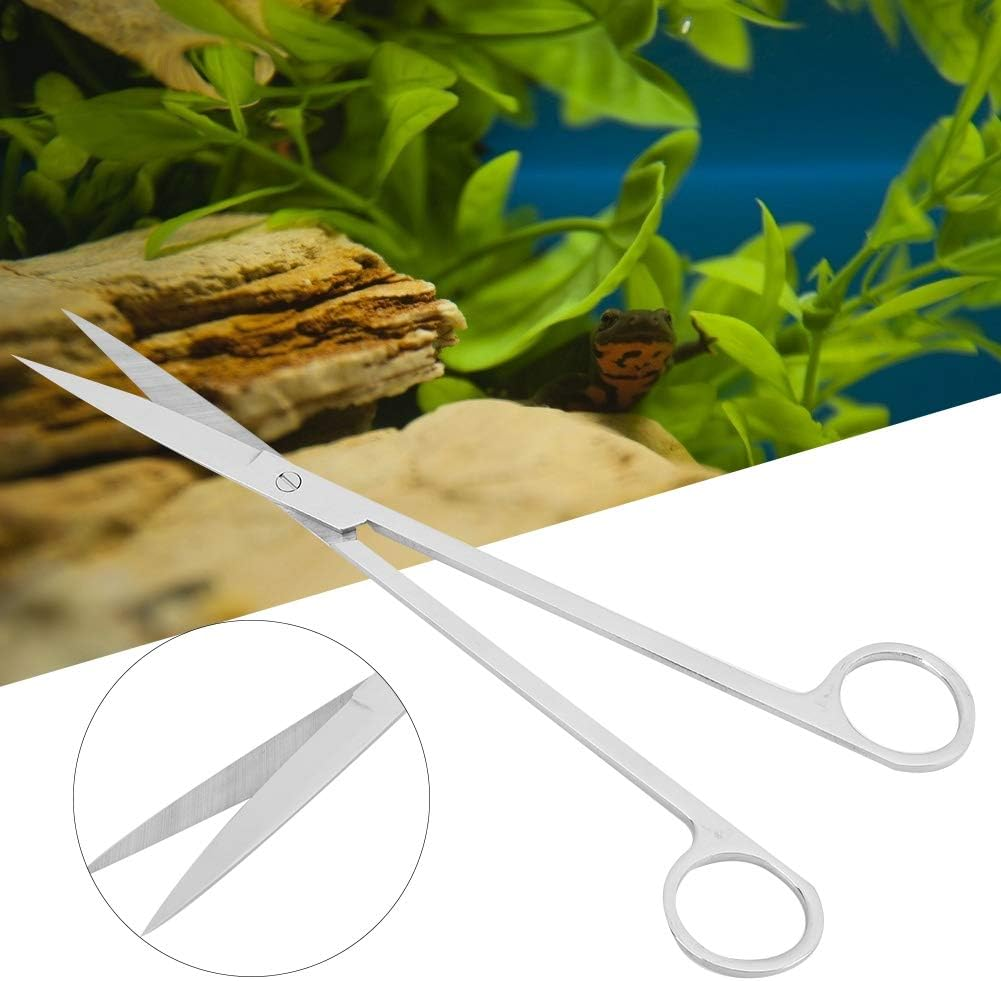 Stainless Steel Aquatic Plant Scissors Shears Aquatic Weed Cutter Aquarium Tank Water Plant Scissors Tools Fish Tank Starter Kits (Straight Cut) image number 1