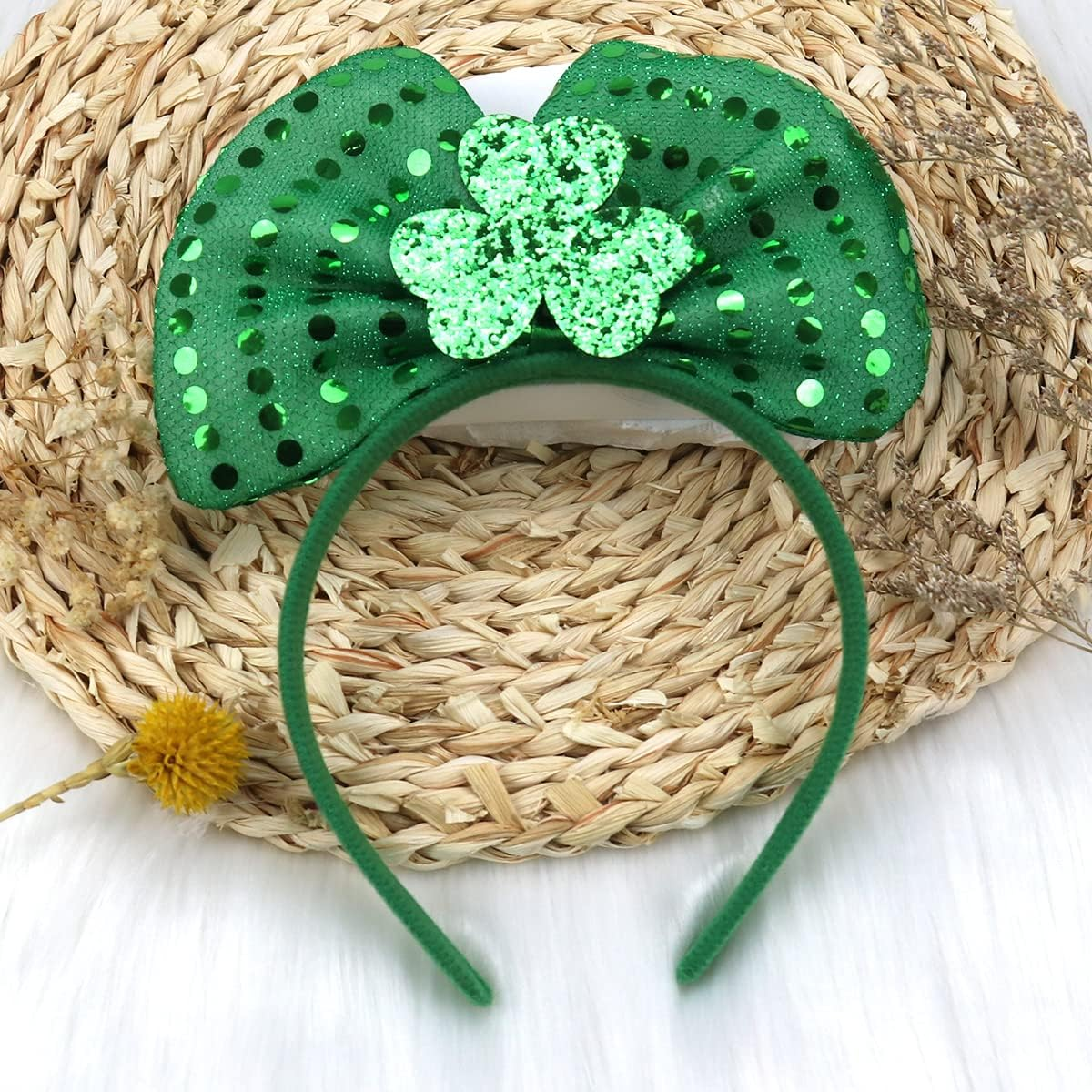 TOOBIT St Patrick'S Day Headband Green Shamrock Hair Bands Ireland Lucky Headband for Women Parade Costume Party Accessories image number 2