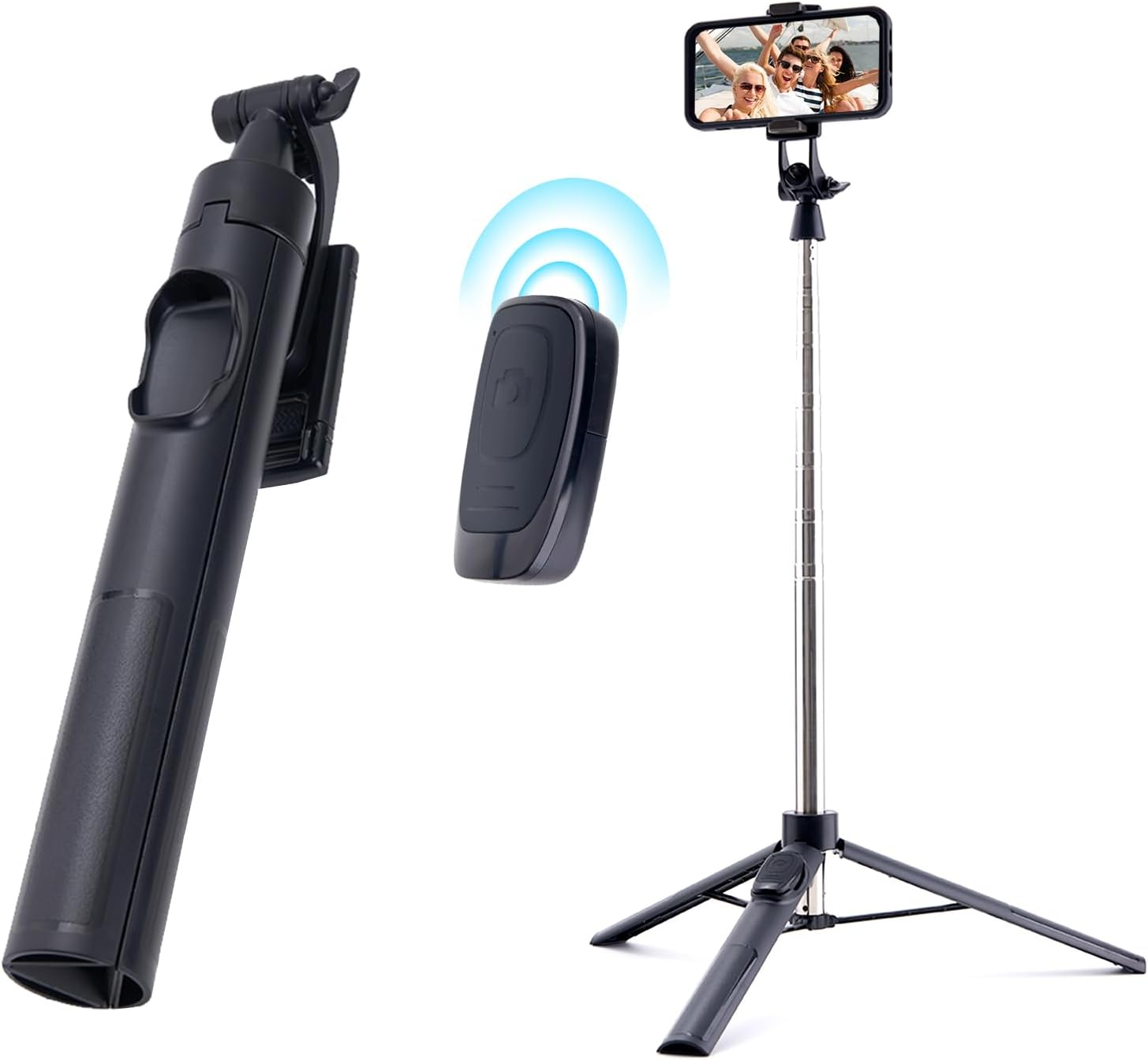 65" Cell Phone Selfie Stick Tripod,Smartphone Tripod Stand All-In-1 with Integrated Wireless Remote,Portable,Lightweight,Extendable Phone Tripod for 4''-7'' Iphone and Android (65&lsquo;&rsquo;) image number 5