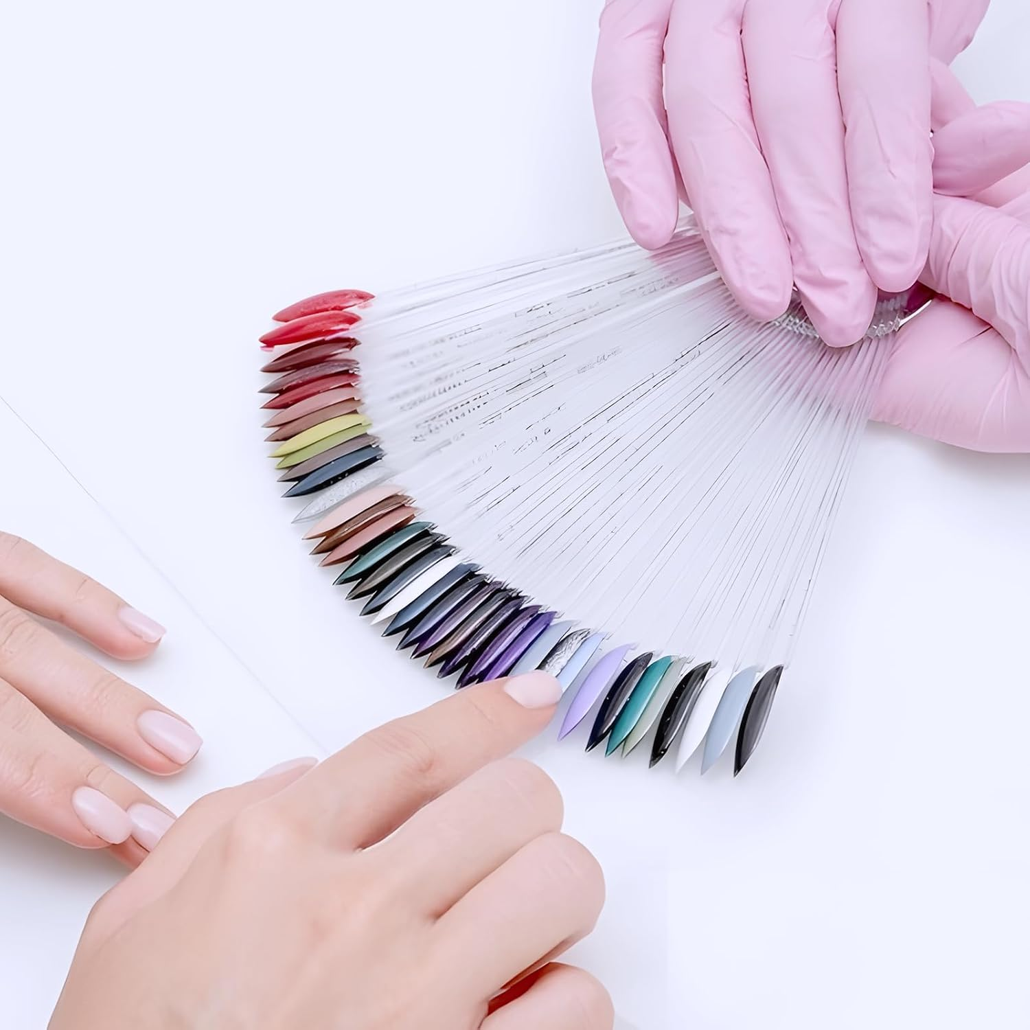 Nail Pattern Sticks, 300 Pieces, Nail Sticks, Nail Colour Display Stand, Semi-Permanent Nail Polish Colour Chart for Nail Art Style and Colour Display with Number Stickers 1-300 image number 1