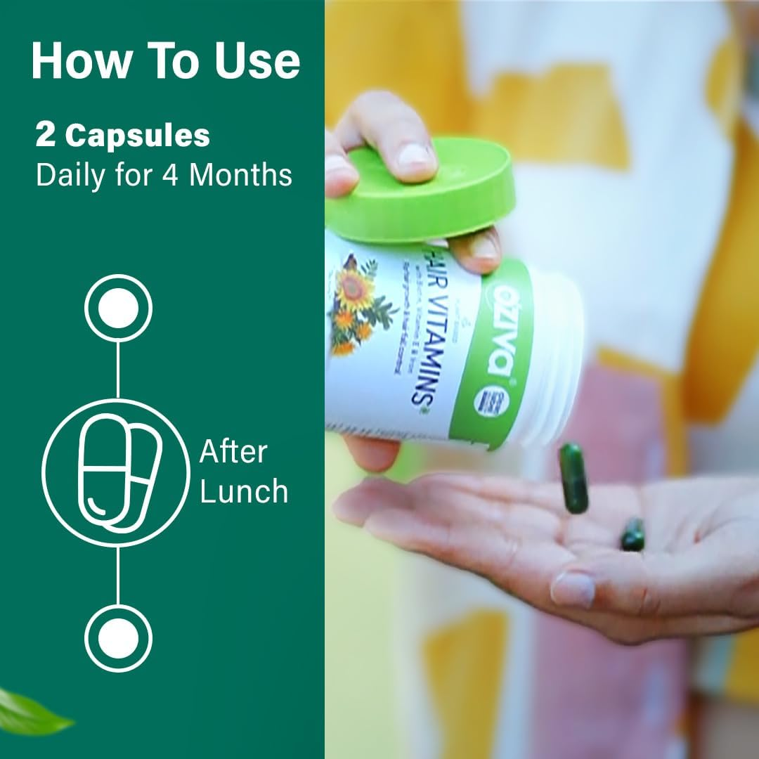 Oziva Hair Vitamins (With DHT Blocker & Omega 3), 60 Capsules (Hair Vitamins) image number 6