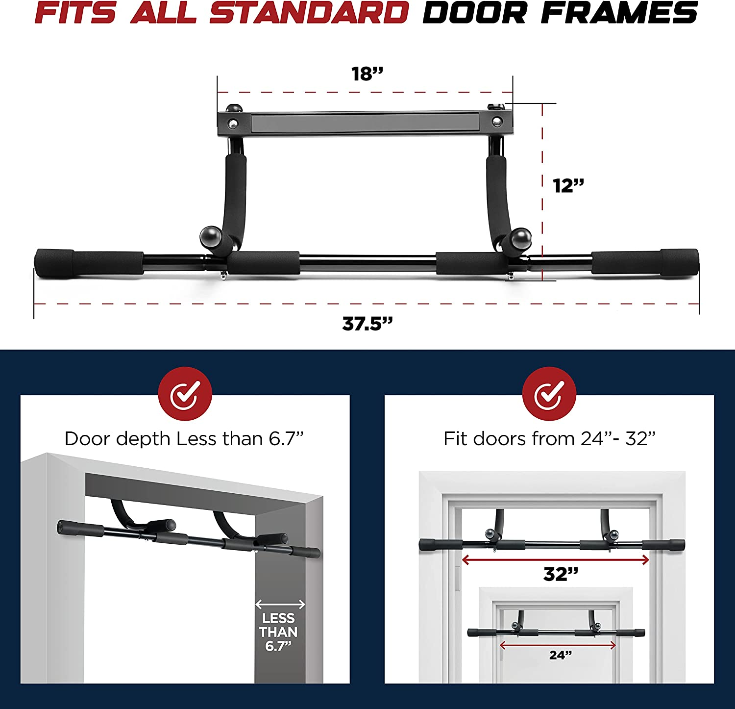 Sagler Pull up Bar Doorway Heavy Duty Chin up Bar Trainer for Home Gym Doorway Pull up Bar or Dip Bar