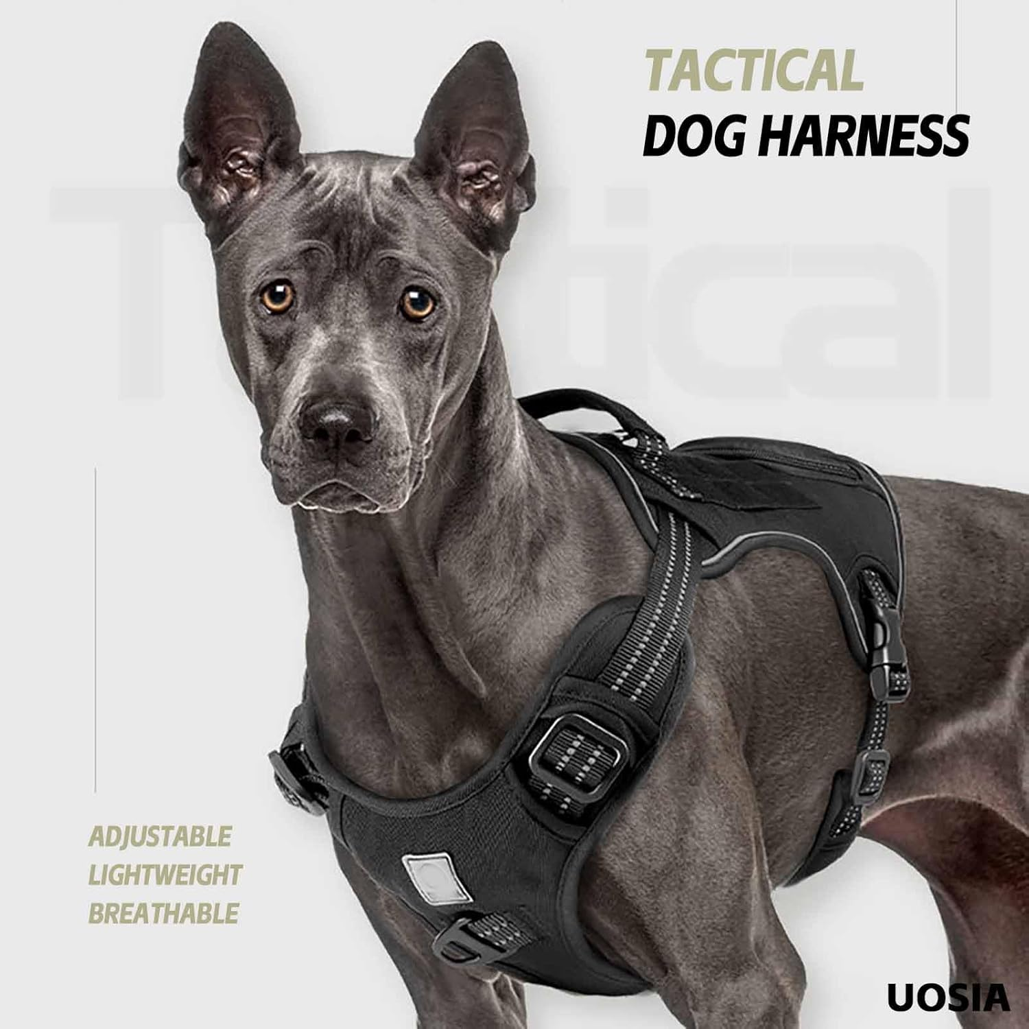 UOSIA No Pull Tactical Dog Harness Escape Proof Molle Dog Vest Harness Reflective Adjustable Military Service Dog Harness with Handle for Training Hunting Walking image number 6