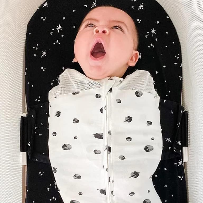 Happiest Baby SNOO Sleep Sack - 100% Organic Cotton Baby Swaddle Blanket - Doctor Designed Promotes Healthy Hip Development (Ivory Planets Black Wings, Small) image number 7