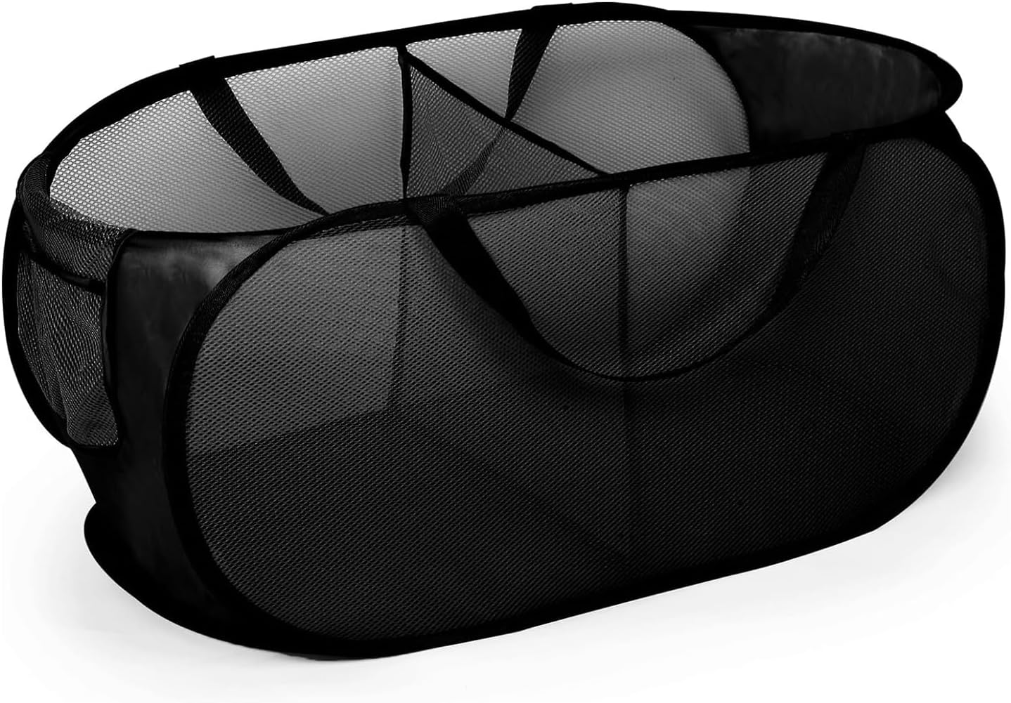 Yharnamite Collapsible Laundry Baskets, Pop up Laundry Hamper, Collapsible Mesh Dirty Clothes Hamper, Clothes Storage Basket with 2 Compartments and Side Pockets for Store Clothes Sundries(Beige-A)