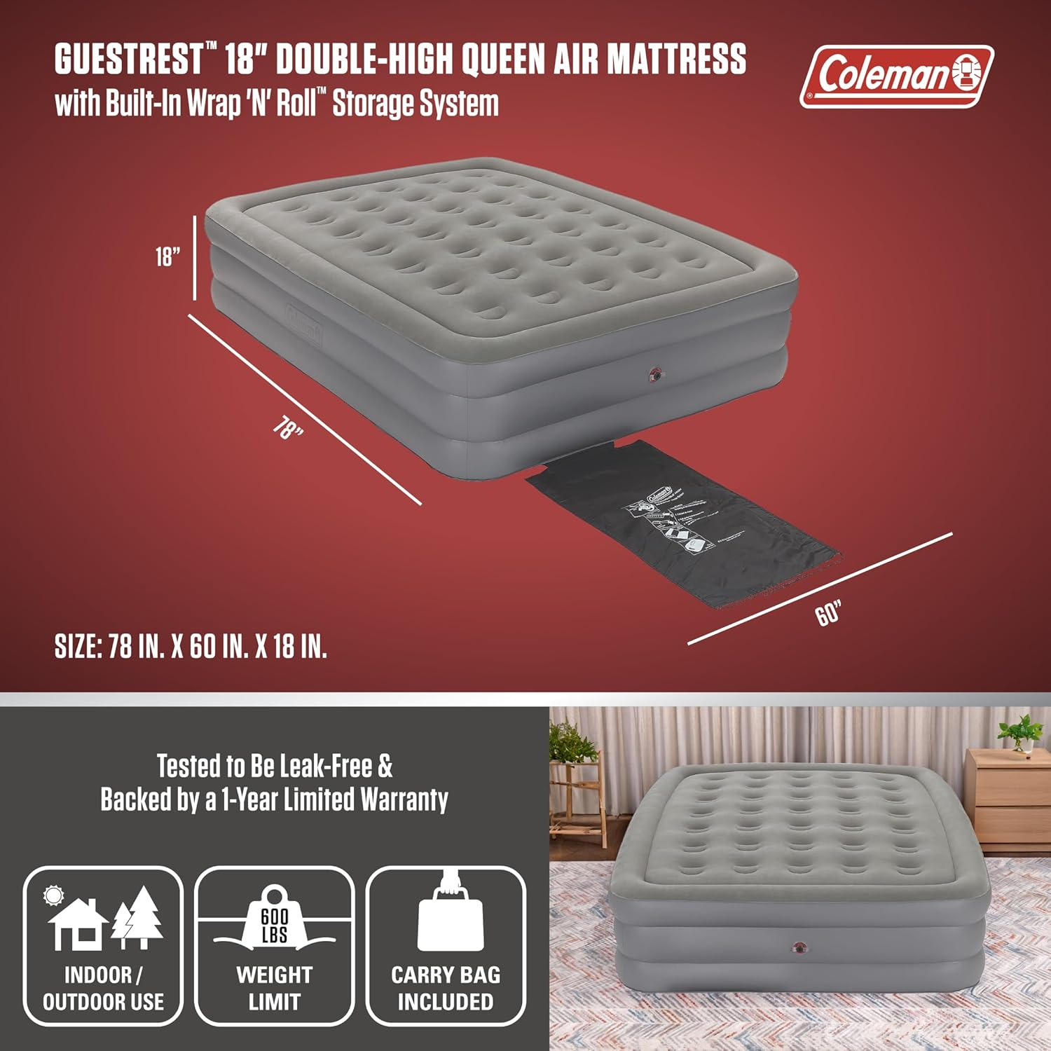 Coleman Guestrest Double High Airbed - Queen image number 6