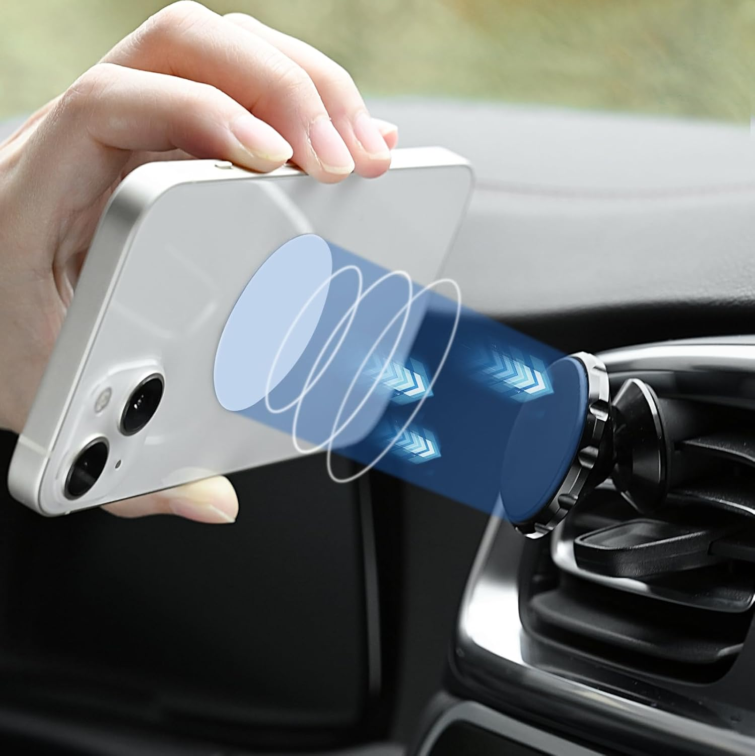 Phone Magnets for Back of Phone, Universal Metal Plates, 2 Rectangular and 2 round with Adhesive, Car Phone Magnets (White) - A Gray image number 2