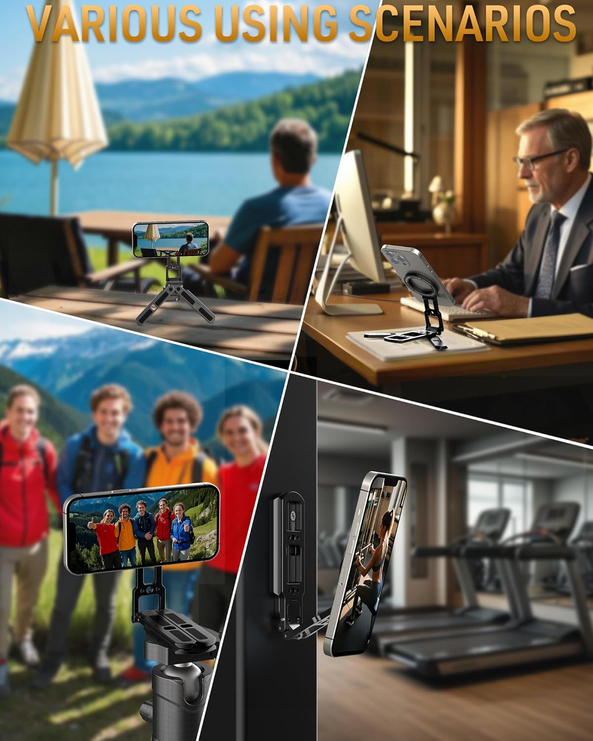 MOSENVKA Dual Magnetic Phone Tripod Foldable Double Magnet Mount Pocket Cell Phone Stand for Iphone 16/15/14/13/12 plus Max for Ipad Travel Gym Magnetic Tripod [US Patent Registered] image number 6