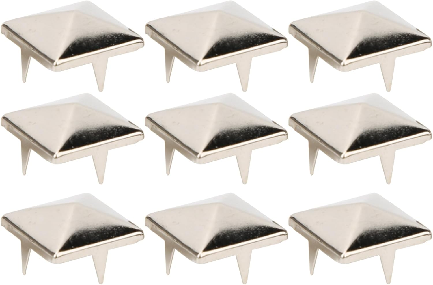 100Pcs 100Mm-15Mm Four Jaw Rivets Spikes Studs Metal Punk Spikes Spots Square Pyramid Studs for Punk Craft Leather Clothing Shoes Decoration (10MM) image number 5