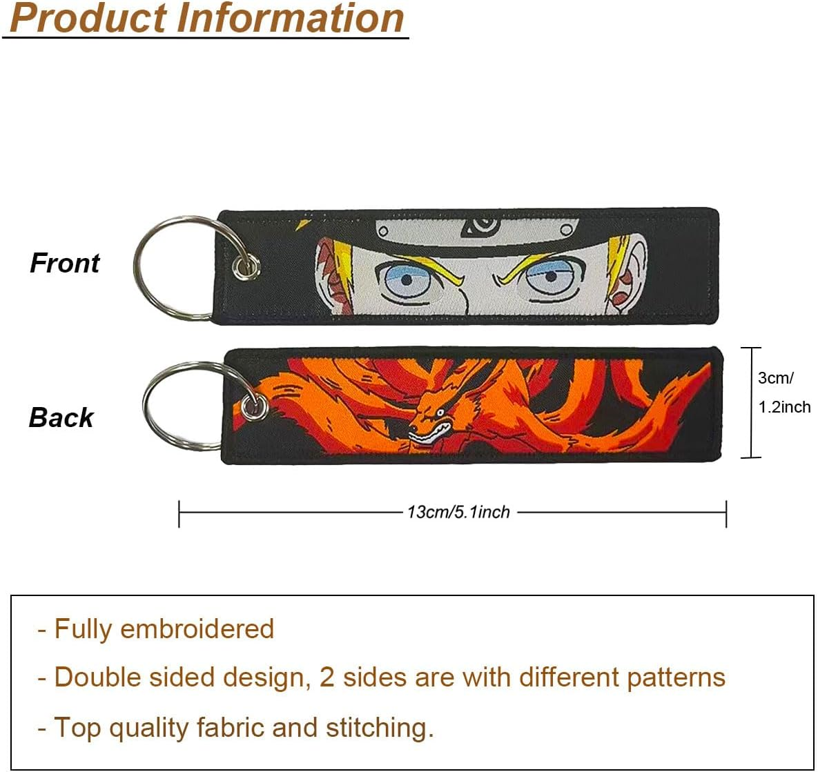 1 Pack Keychain Tag Anime Jet Tag Key Chain Embroidered - EDC for Motorcycles, Scooters,Atv,Car and Anime Gifts - Kn-02 image number 4