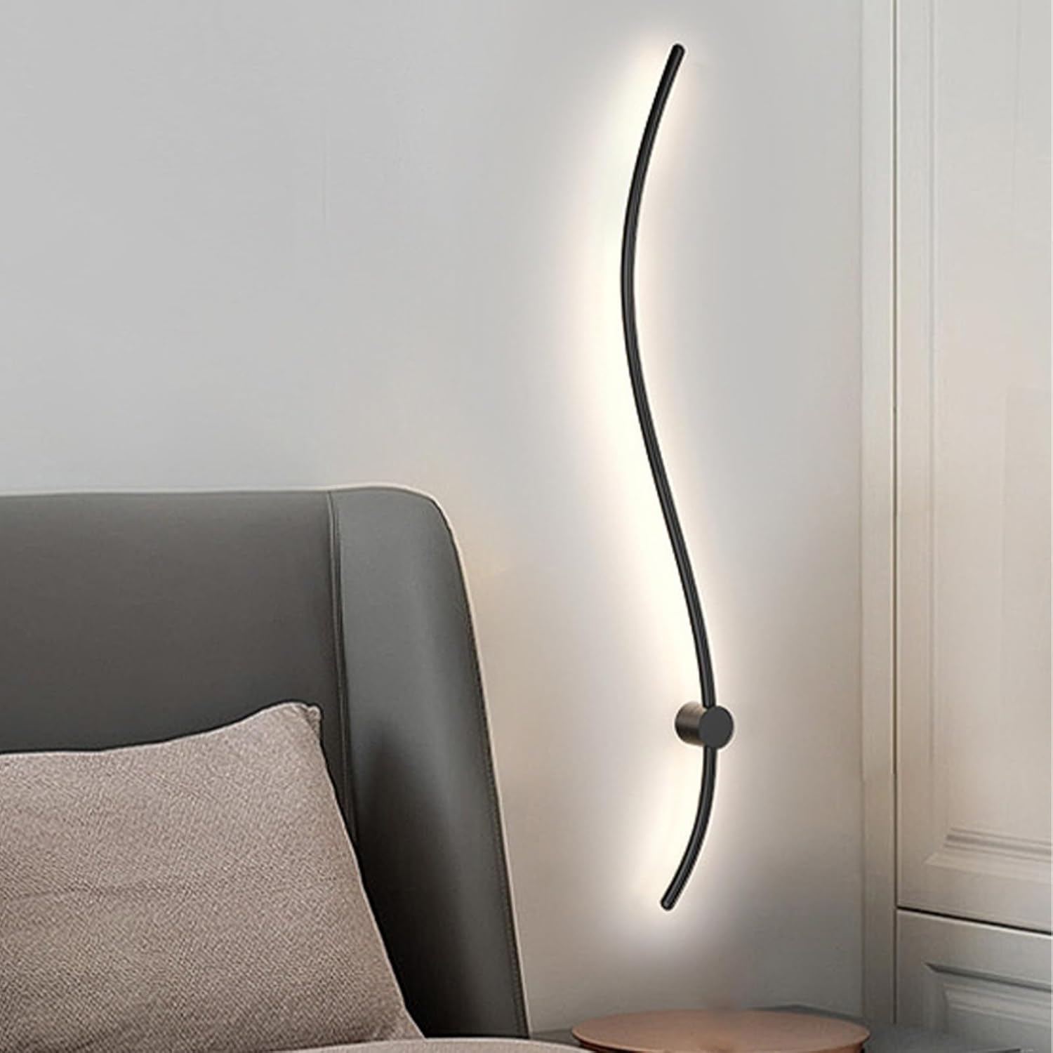 LED Wall Light Modern Indoor Black Wall Lamps Line Shape Art Light for Bedroom Kitchen Drawing Room Decorative Fashion and Minimalism 3000K/4000K/6000K Garage Lights (Neutral Light,100Cm) XXZ image number 3