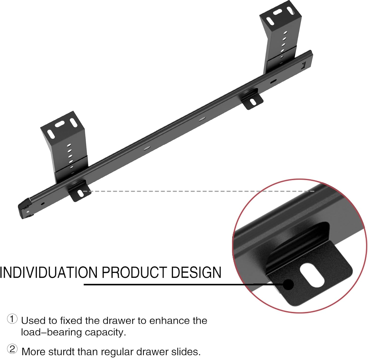 FRMSAET Heavy Duty Thickness Steel Construction Ball Bearing 18'' Slides Cabinet Furniture Hardware Rails Keyboard Drawer Tray Accessories Adjustable Hight Mount Bracket/Include Screws image number 5