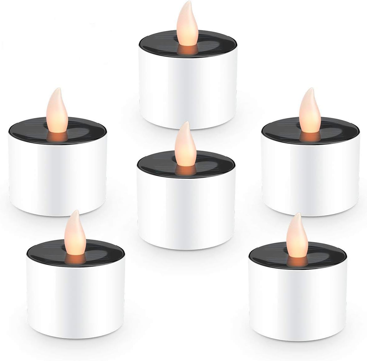 Flameless Candles with Rechargeable Base Led Candles Flickering LED Tea Lights Unscented Tealight Warm White Plastic Realistic Candle Party Decoration Upgraded Tea Candle Set of 12 NO Need Battery