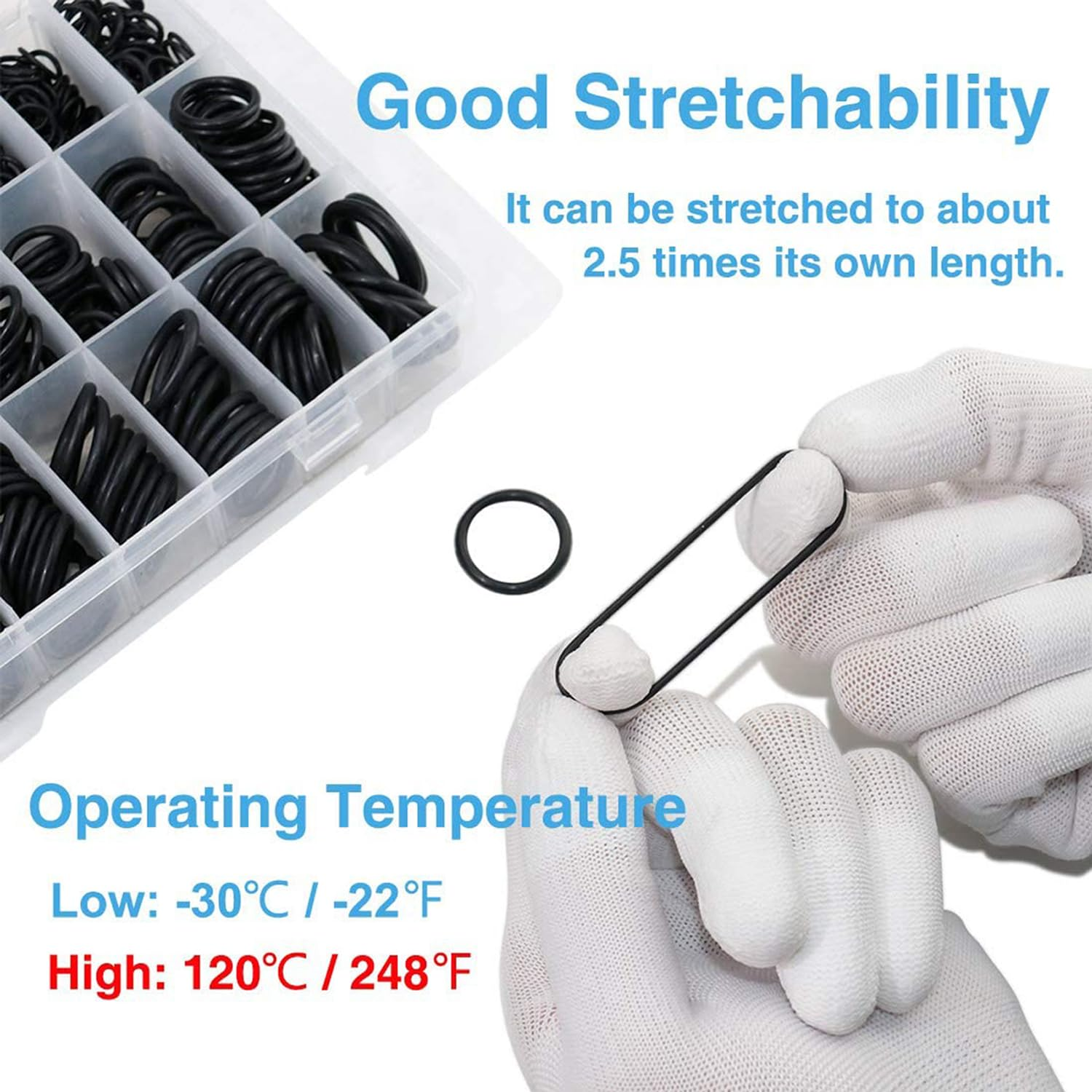 YUENTOEN 279Pcs Rubber O-Rings Kit, 18 Sizes Nitrile Rubber O Ring Assortment Set, Pressure Washer O Ring Kit for Faucet, Hose, Automotive, Air Gas Plumbing Sealing Repair O Rings